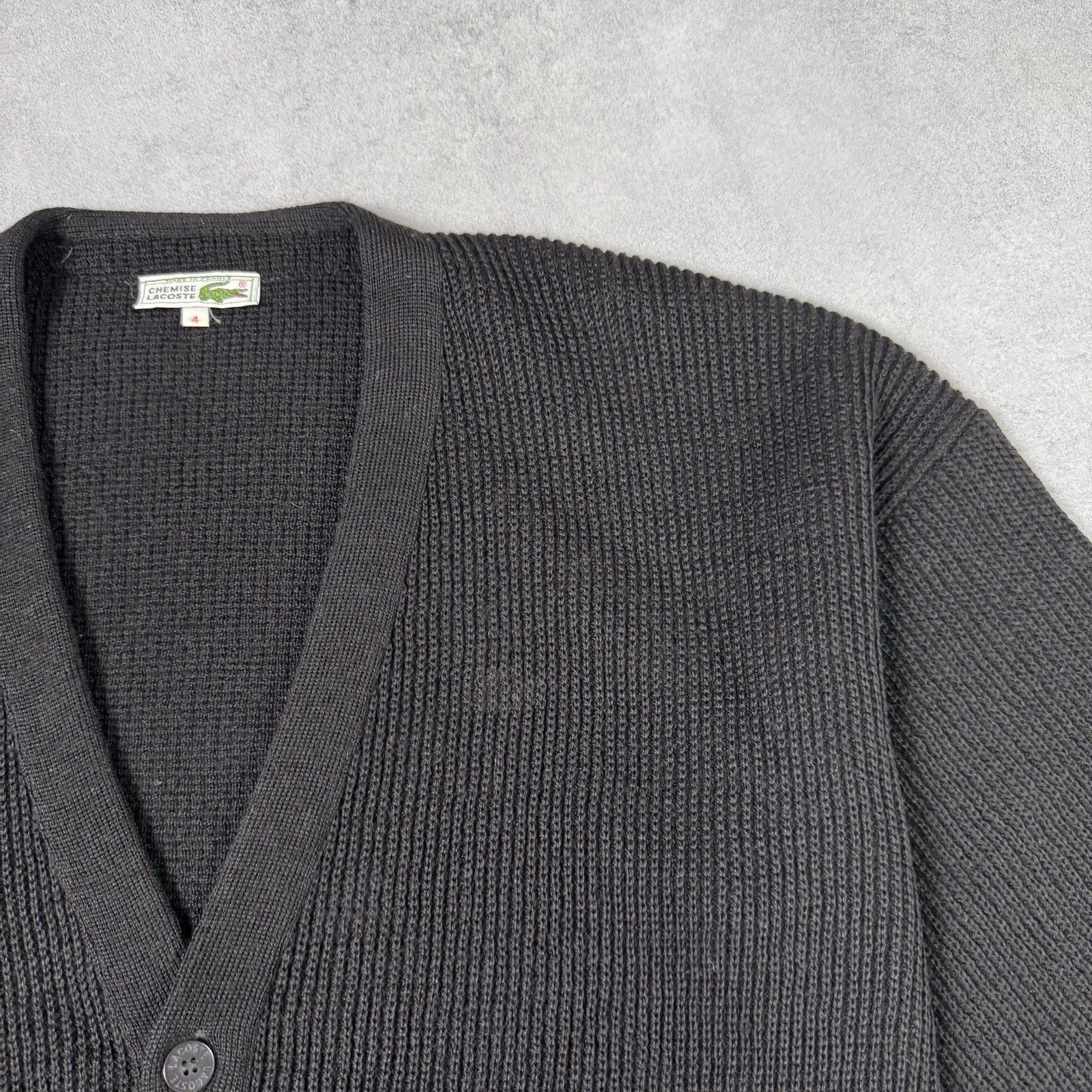 Lacoste Vintage Lacoste Chemise Wool Cardigan Size 4 Black Size US M / EU 48-50 / 2 - 5 Thumbnail