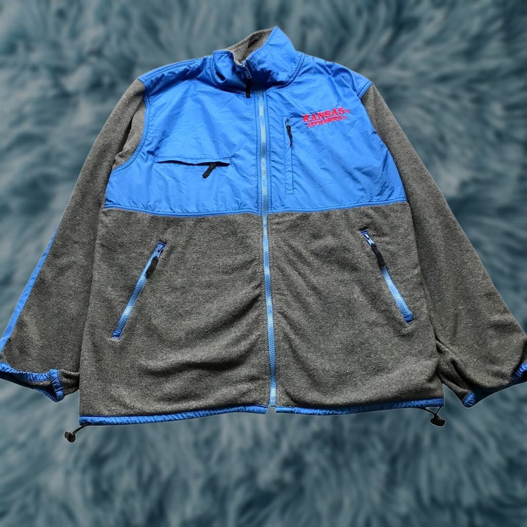 Reebok VINTAGE University of Kansas Jayhawks Heisman Reebok Fleece Jacket Mens Large Gray Blue Size US L / EU 52-54 / 3 - 1 Thumbnail