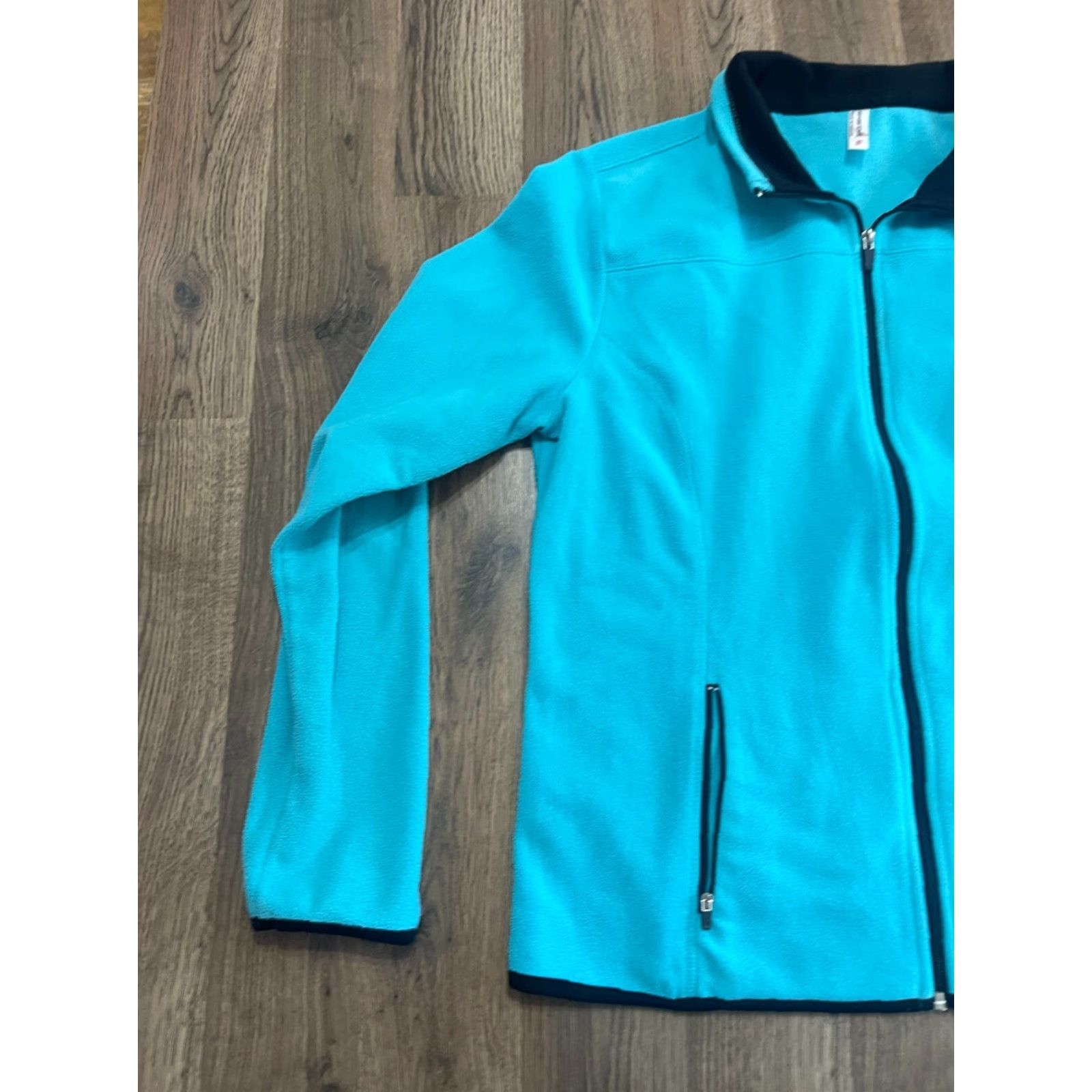 Vintage Exertek Sweater Women XL Blue Black Full Zip Cardigan Zip Pockets Comfort Casual Size XL / US 12-14 / IT 48-50 - 3 Thumbnail