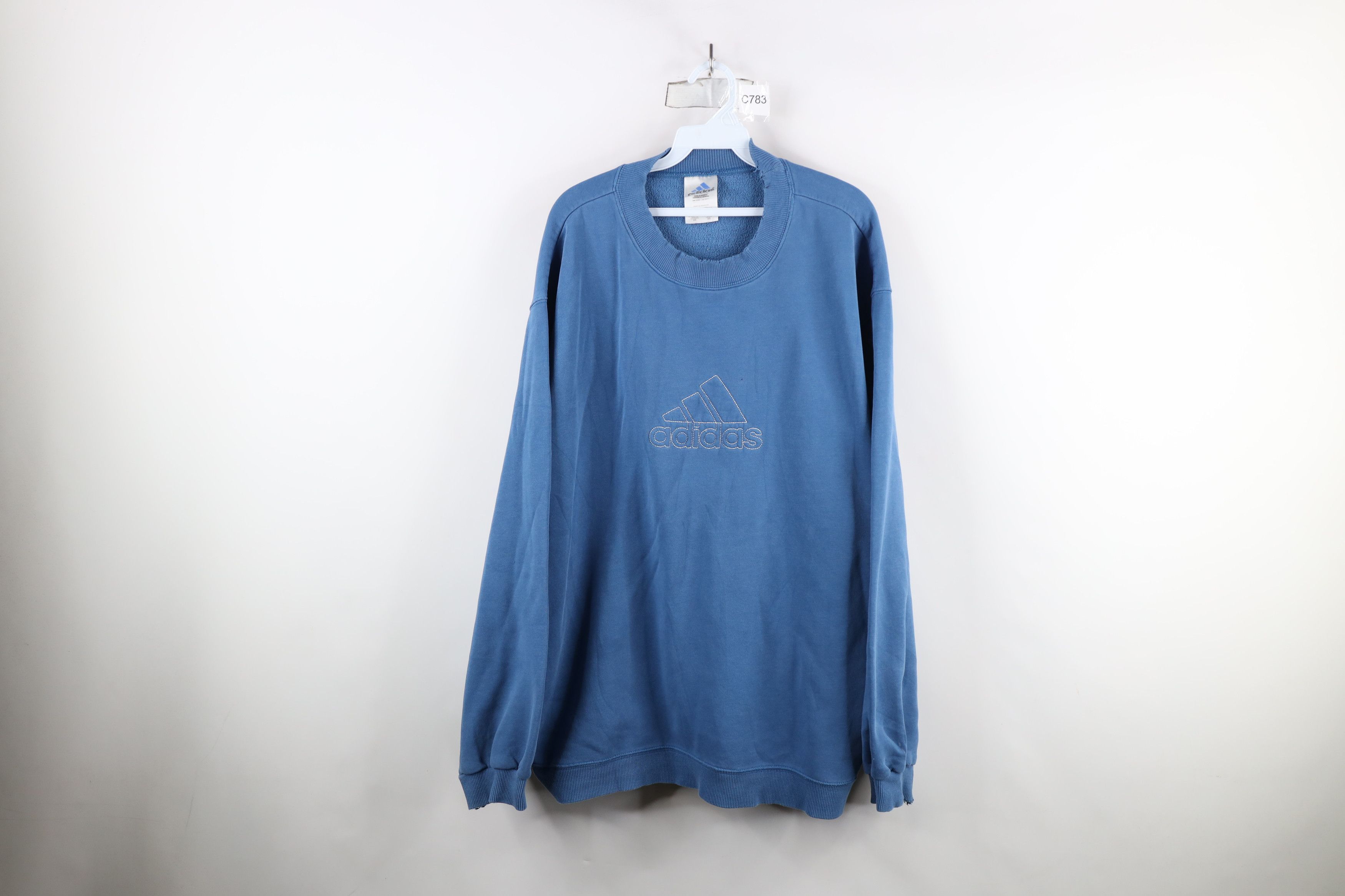 Adidas × Vintage Vintage 90s Adidas Spell Out Crewneck Sweatshirt Blue Size US XXL / EU 58 / 5 - 1 Thumbnail