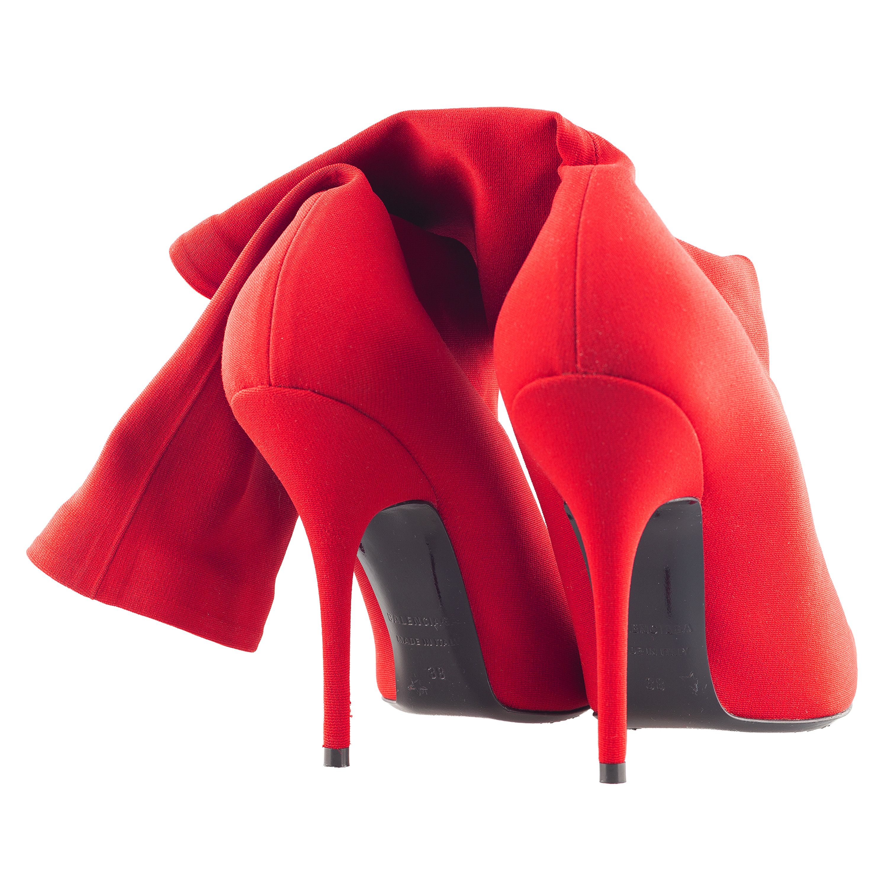 Balenciaga Balenciaga Red Fabric Knife Pointed Toe Sock Mid Calf Boots Size US 7 / IT 37 - 3 Thumbnail