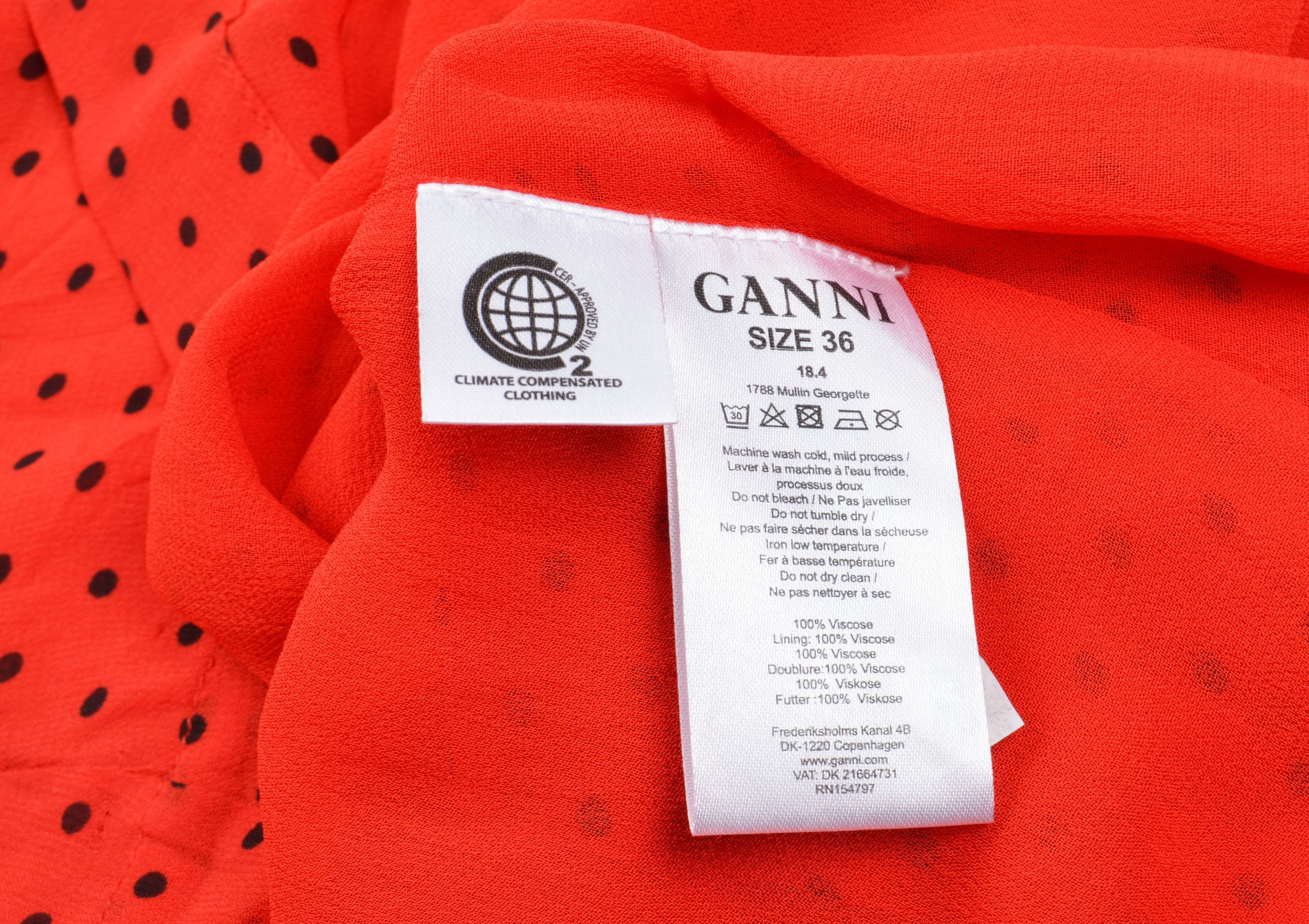 Ganni Ganni Red Polka Dot Coquette Mini Dress Size S / US 4 / IT 40 - 9 Thumbnail