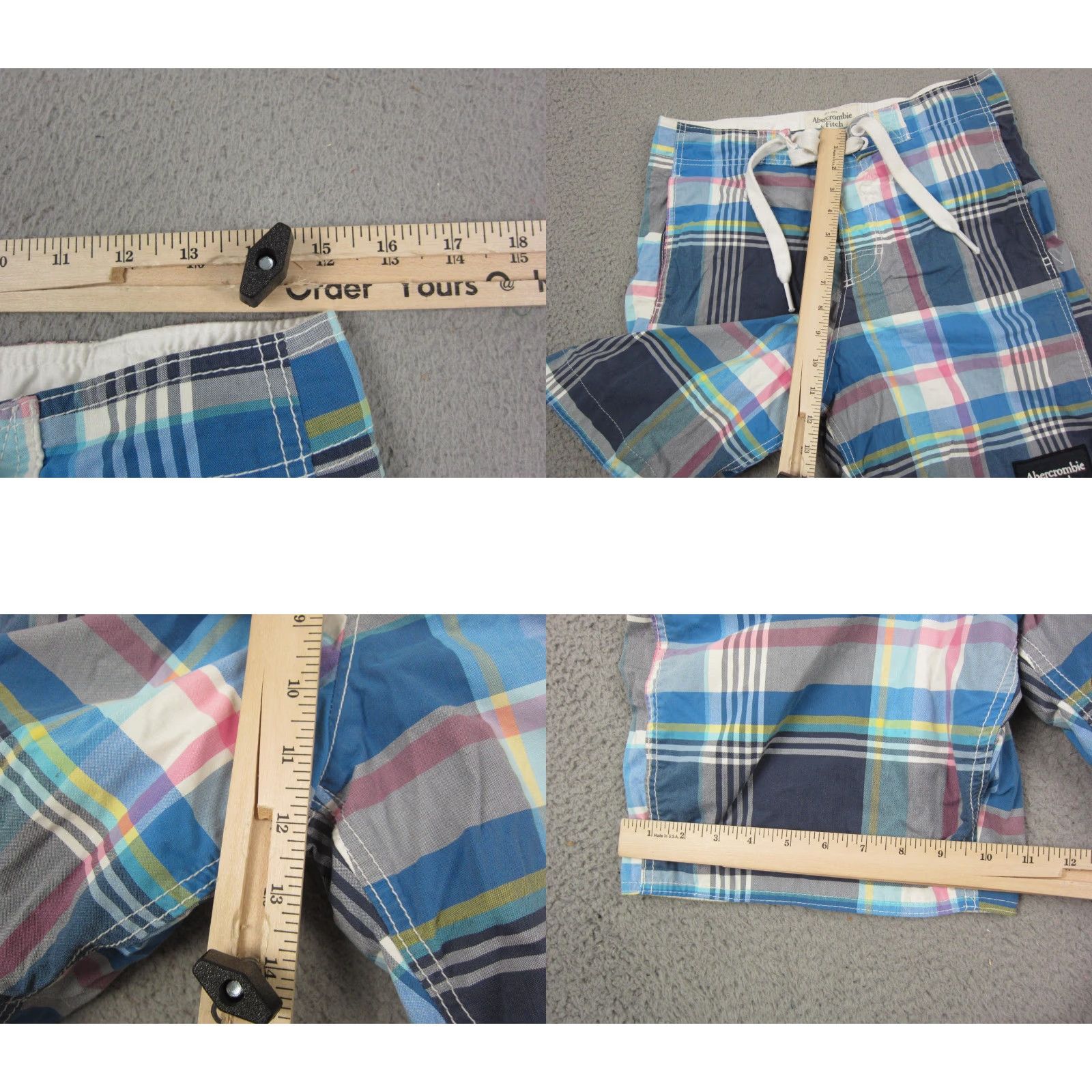 Abercrombie & Fitch Abercrombie & Fitch Shorts Mens Small Blue White Plaid Board Swim Trunks Size US 29 - 8 Thumbnail