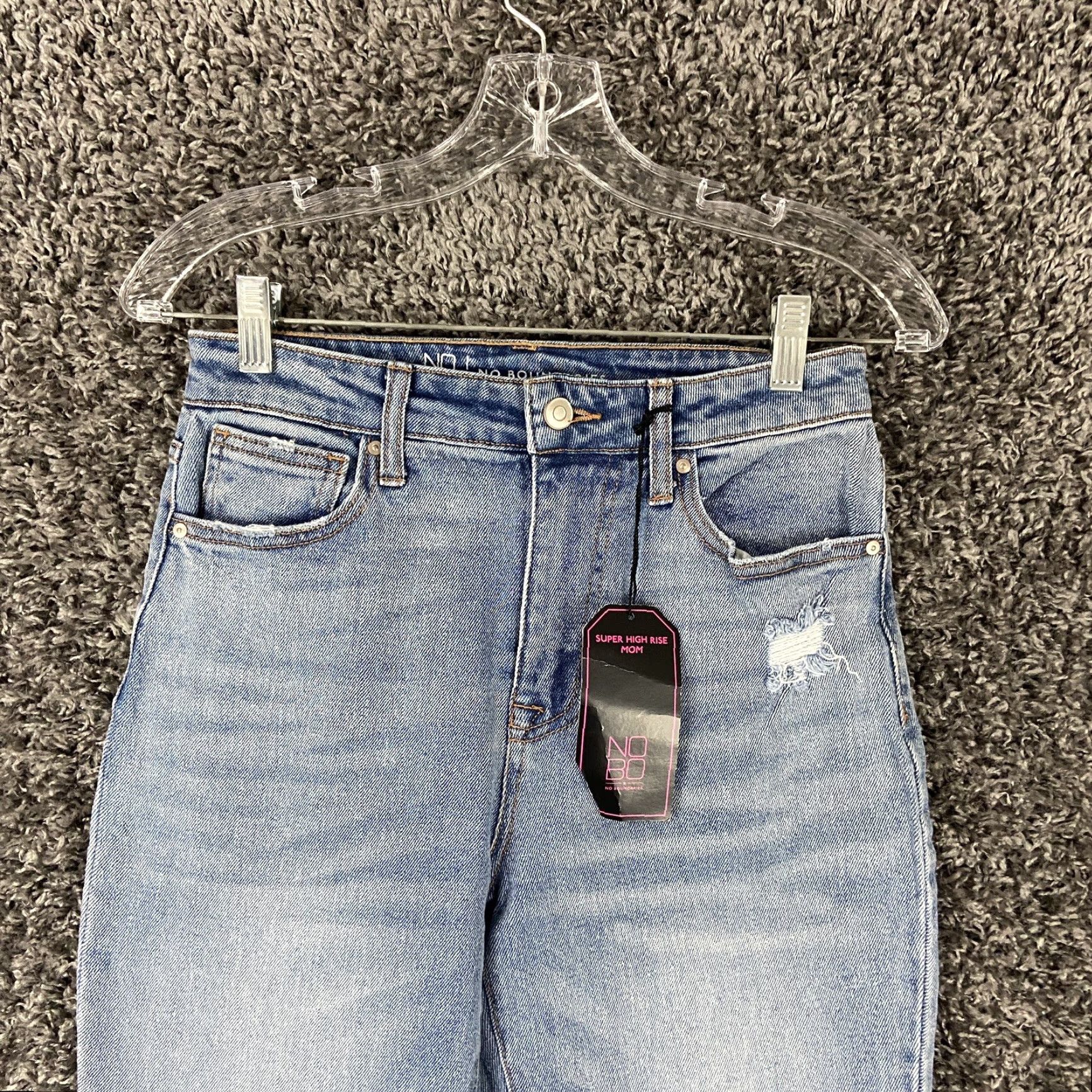 Vintage No Boundaries Jeans Women’s 5 Blue Mom Super High Rise NEW Size ONE SIZE - 5 Thumbnail