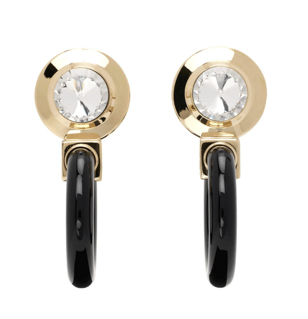 Miu Miu Miu Miu SIO079 Plex Gold & Black Crystal drop Earrings Size ONE SIZE - 1 Thumbnail