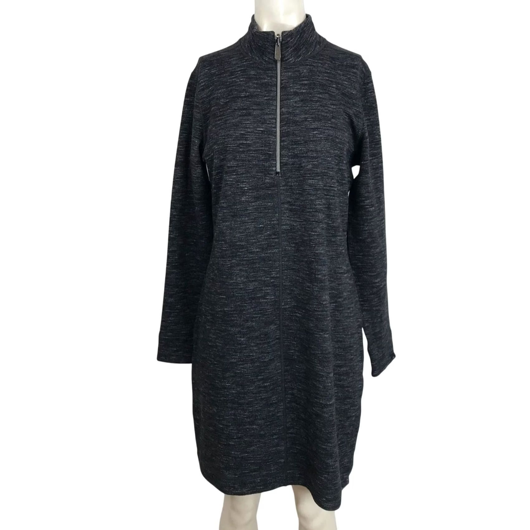 Tommy Bahama TOMMY BAHAMA Women's Small Black/Gray Long Sleeve 1/4 Zip Reversible Sweater Dress Size S / US 4 / IT 40 - 2 Thumbnail