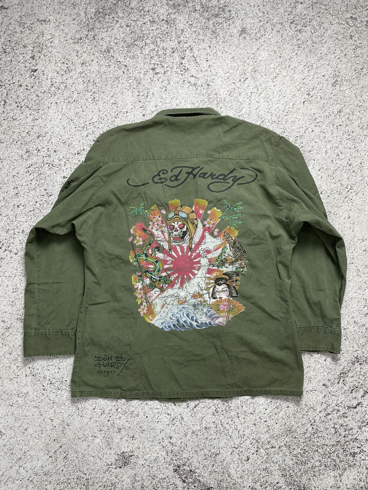 Ed Hardy Vintage US Army Ed Hardy Military Jungle Fatigue Jacket Size US M / EU 48-50 / 2 - 2 Thumbnail