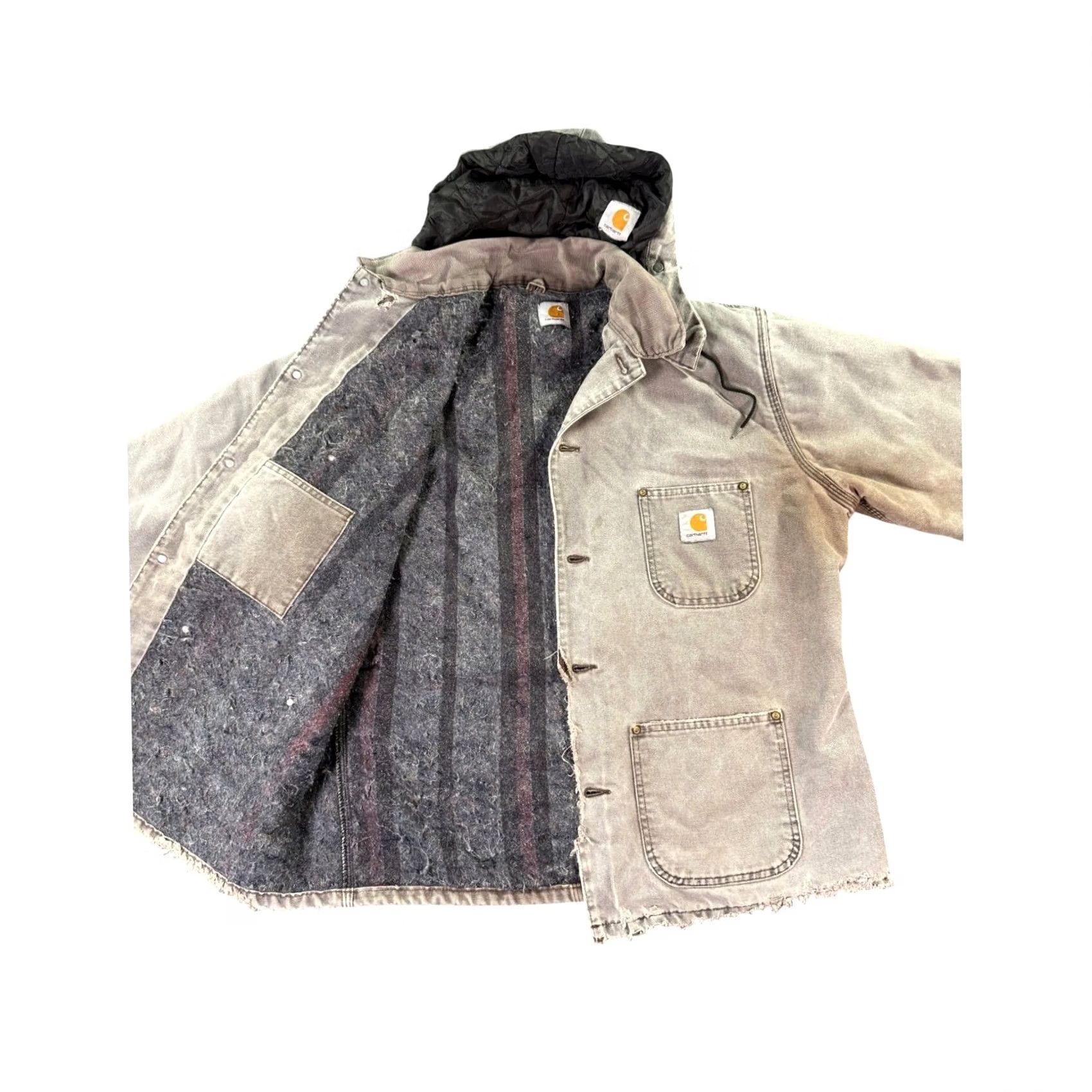 Carhartt VINTAGE Carhartt Chore Coat Duck Jacket Mens XL Gray Blanket Lined Distressed Hooded Workwear Military Jacket Gloves?? Size US XL / EU 56 / 4 - 2 Thumbnail