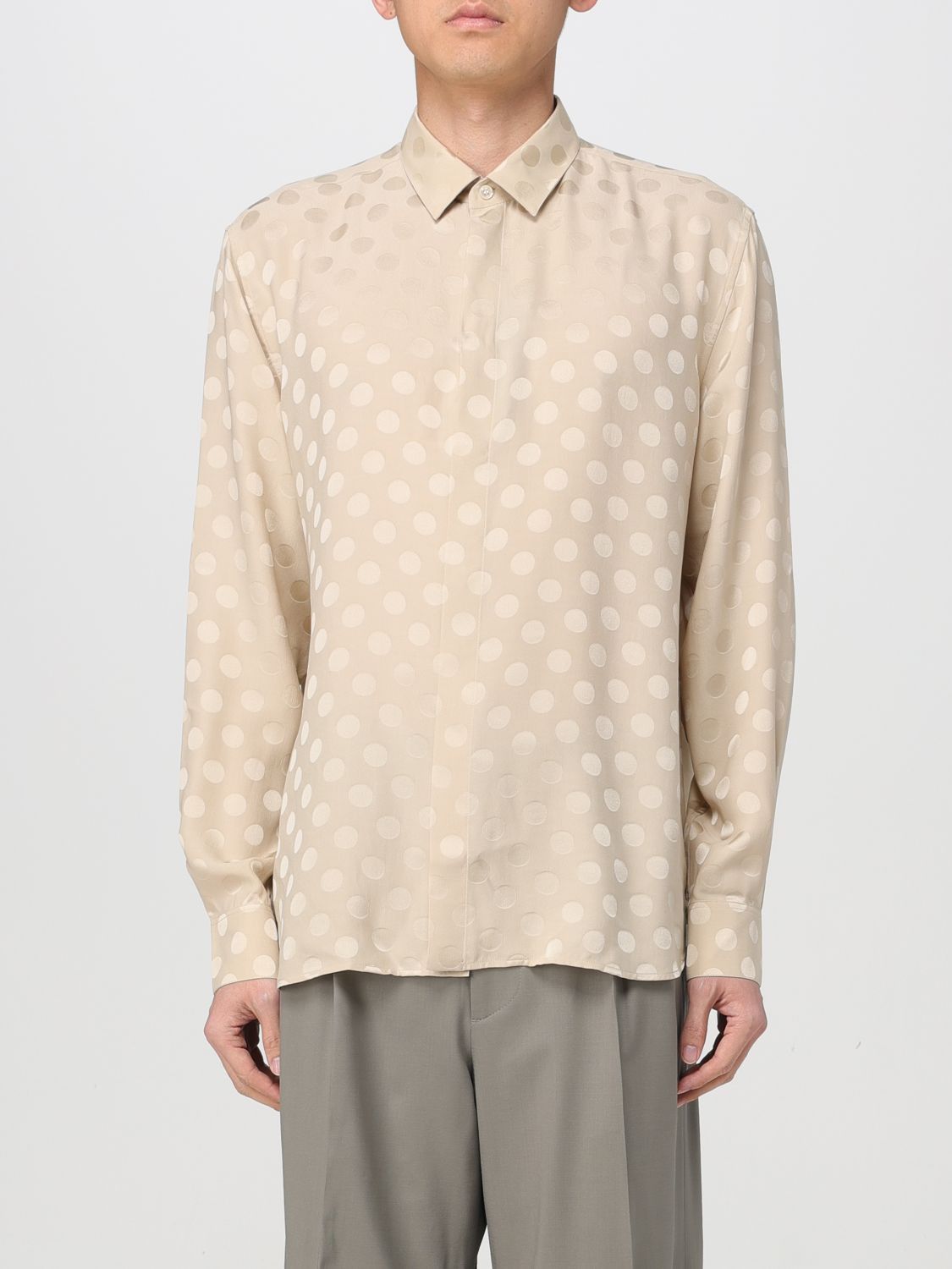 image of Saint Laurent Paris Saint Laurent Shirt Men Beige (Size XL)