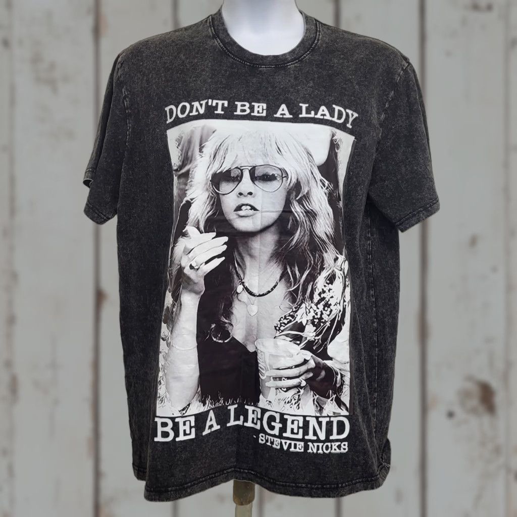 Vintage Stevie Nicks Unisex T Shirt XXL Black "Don’t Be A Lady Be A Legend" Tee Shirt Crew Neck Graphic Print 80s Band Mens Womens Size US XXL / EU 58 / 5 - 1 Thumbnail