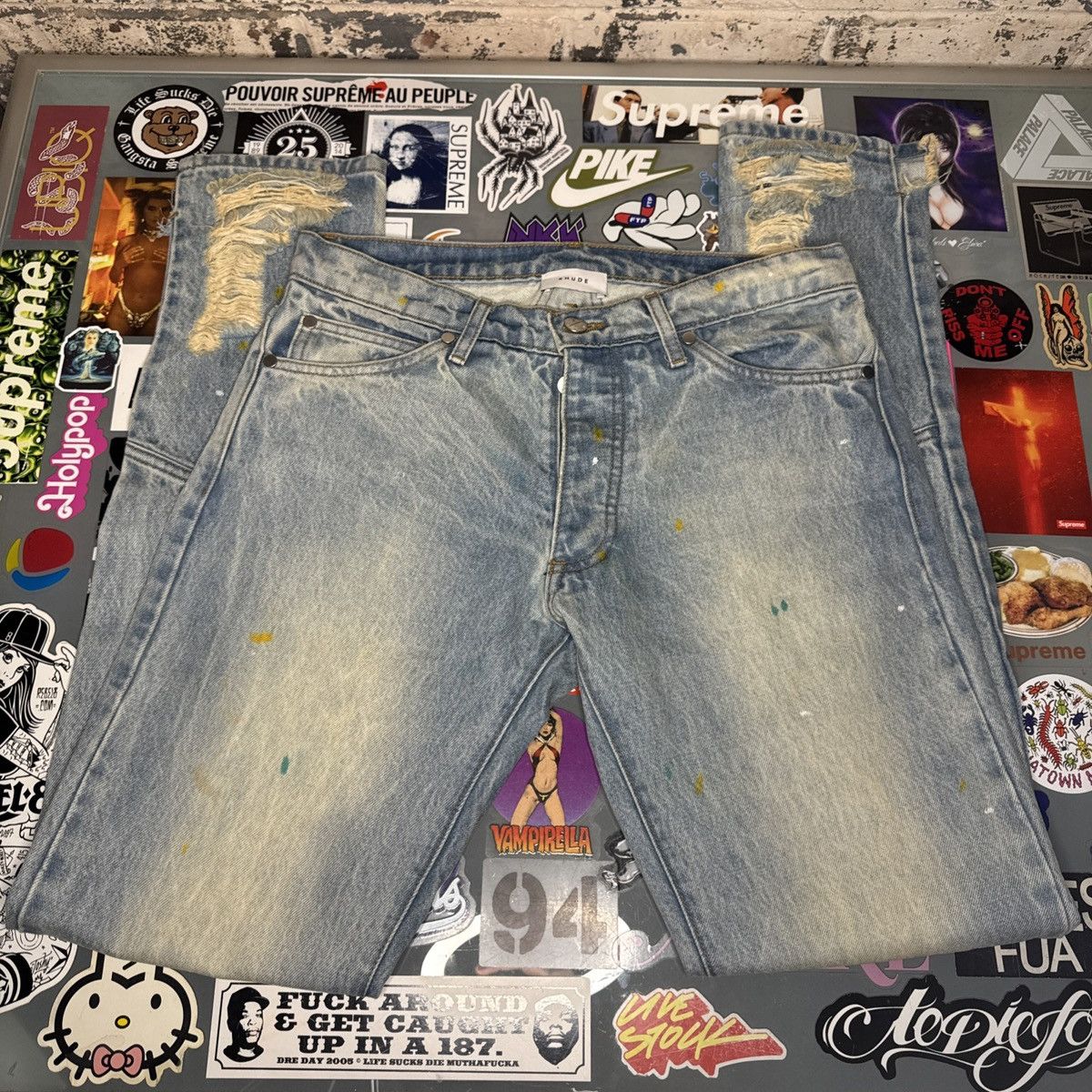 Rhude Rhude Slim-Fit Distressed Paint Splattered Denim Jeans Sz 30 Size US 30 / EU 46 - 2 Thumbnail