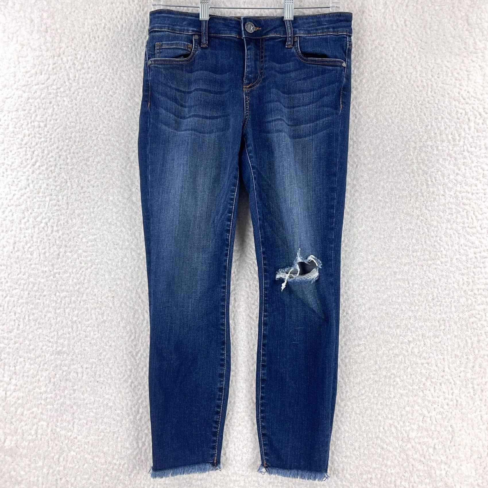 Vintage KUT from the Kloth Donna Crop Skinny Jeans Womens Size 4 Blue Distressed Casual Denim Jeans Crop Skinny Size 27" / US 4 / IT 40 - 2 Thumbnail