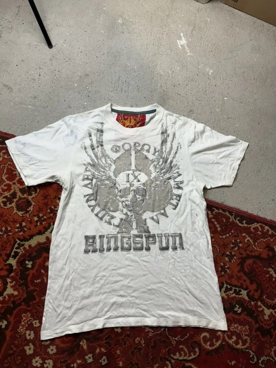 Ringspun × Vintage Vintage Y2K Ringspun Affliction Style Skull Logo T Shirt Size US M / EU 48-50 / 2 - 1 Thumbnail