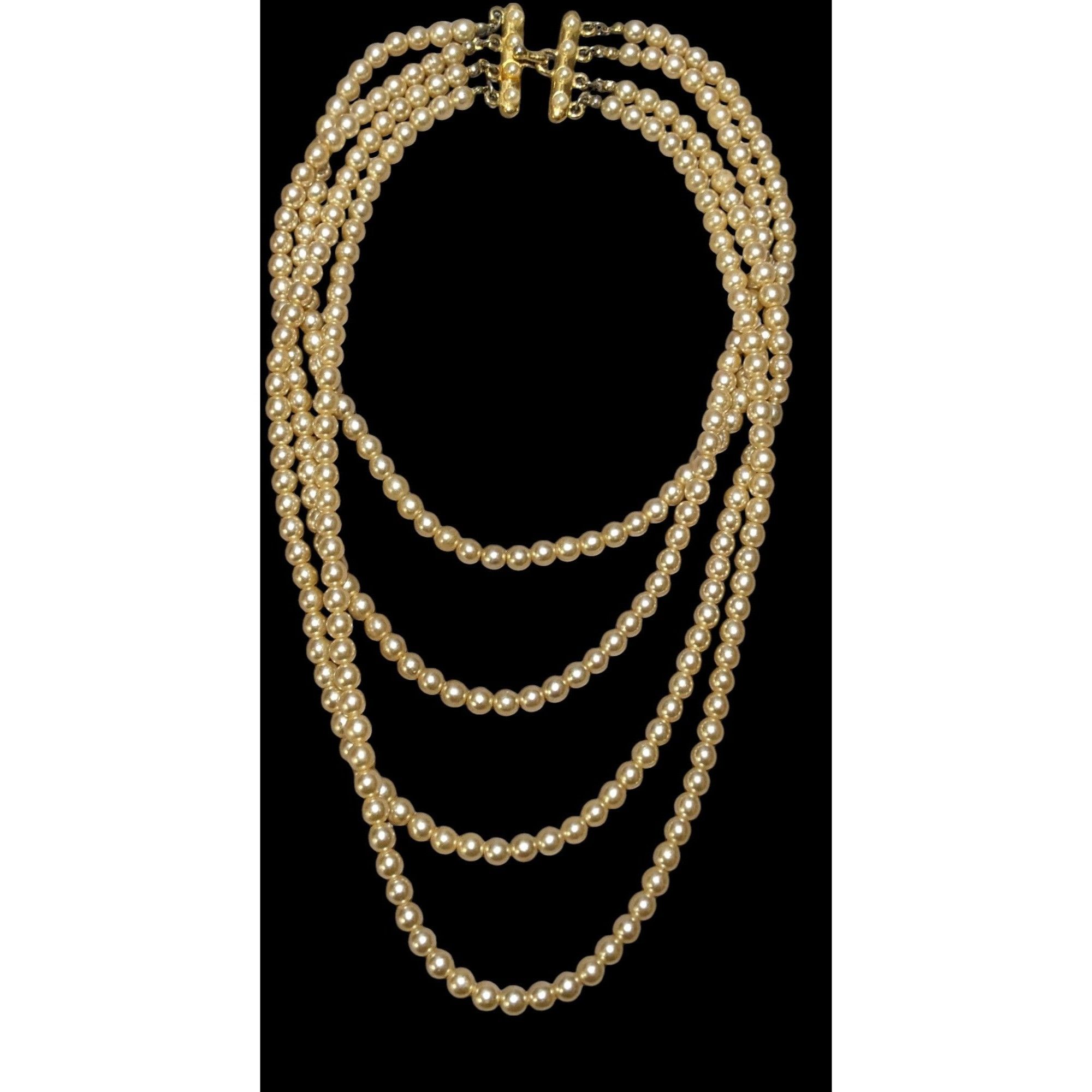 Other Vintage Gold Faux Pearl Multilayer Necklace Size ONE SIZE - 1 Thumbnail