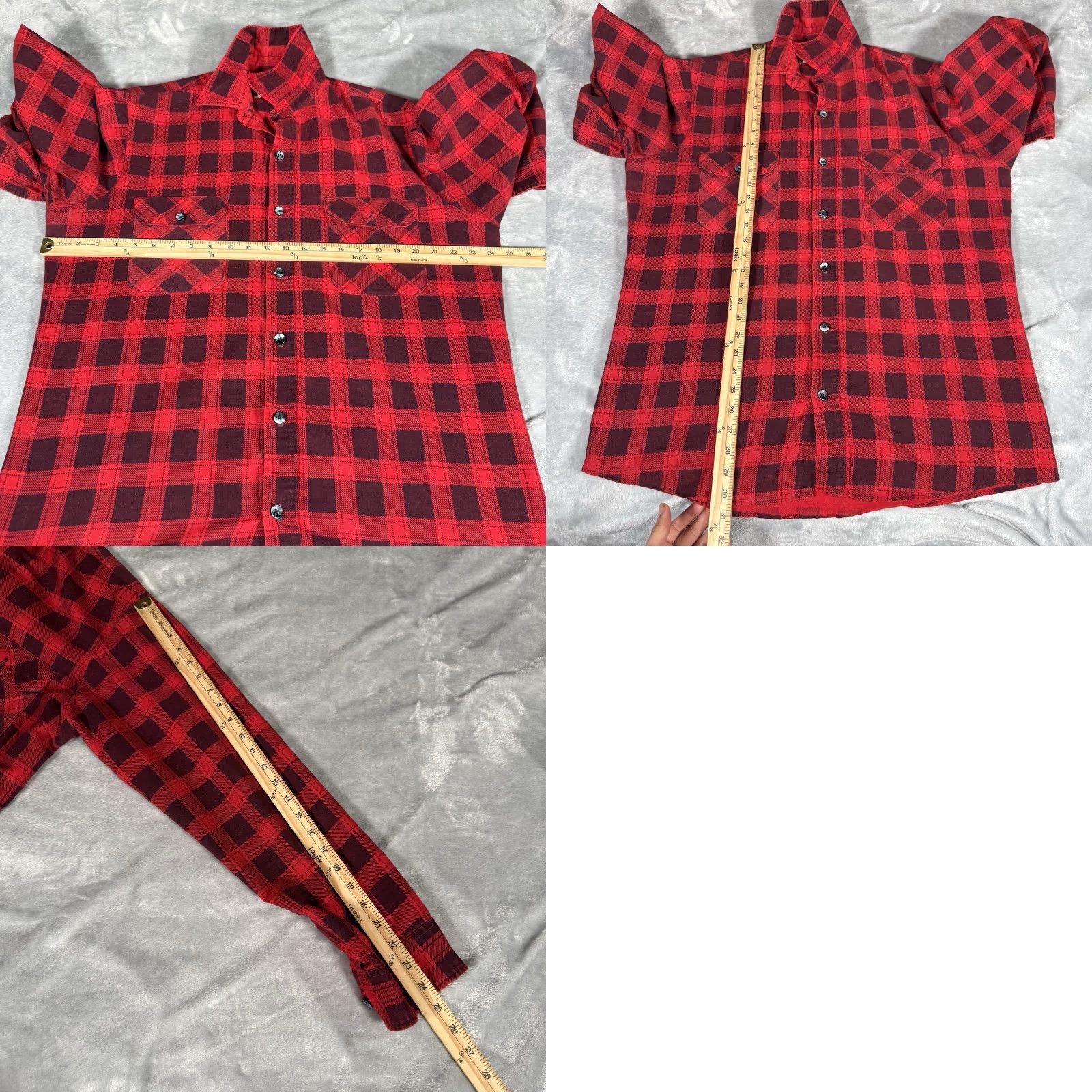 Sears VINTAGE Sears Fieldmaster Flannel Shirt Mens LT Red 80s Lightweight Button-Up Casual Plaid Long Sleeve Cotton Polyester Big & Tall Size US L / EU 52-54 / 3 - 8 Thumbnail