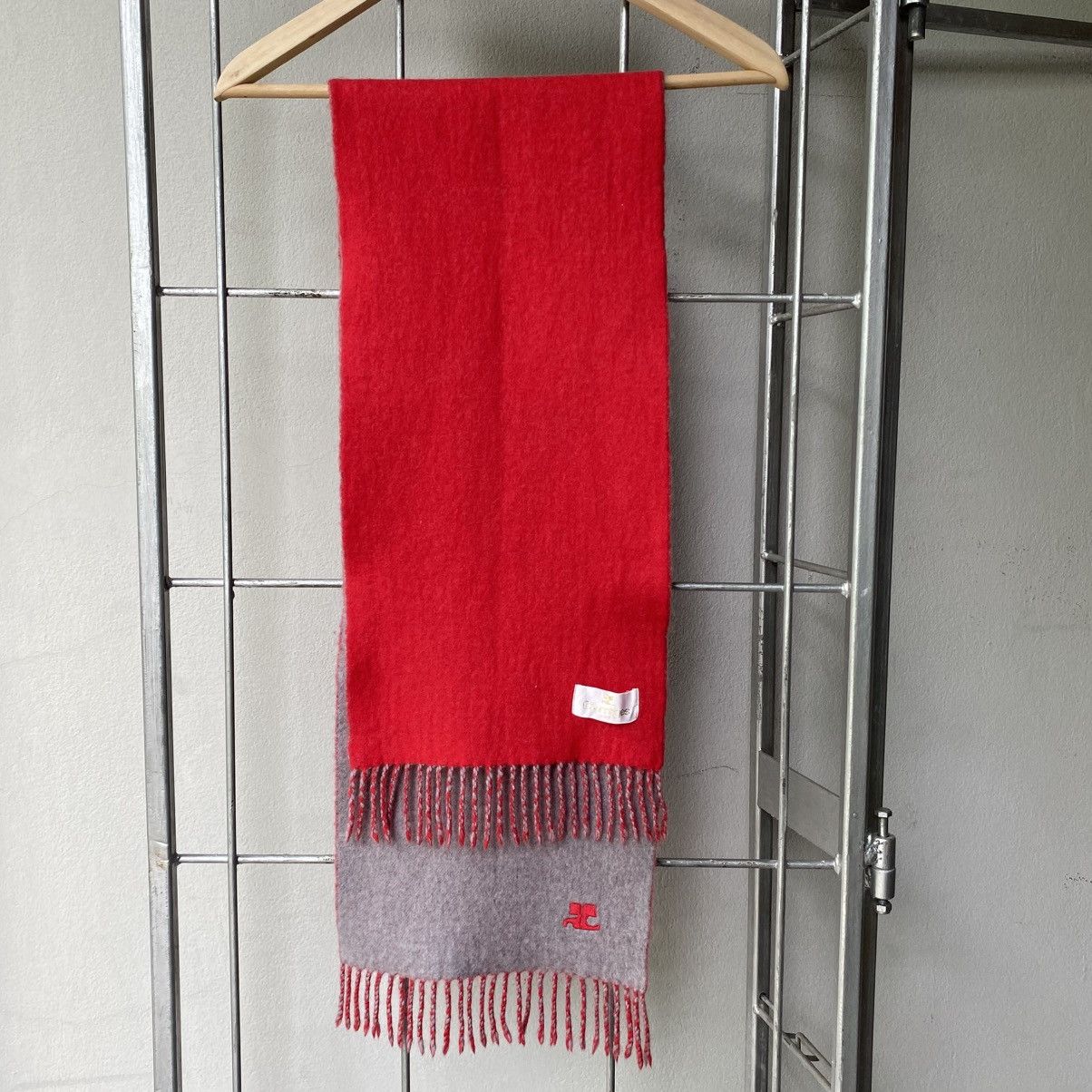 Courreges COURREGES Red & Grey 100% Wool Scarf Size ONE SIZE - 13 Thumbnail
