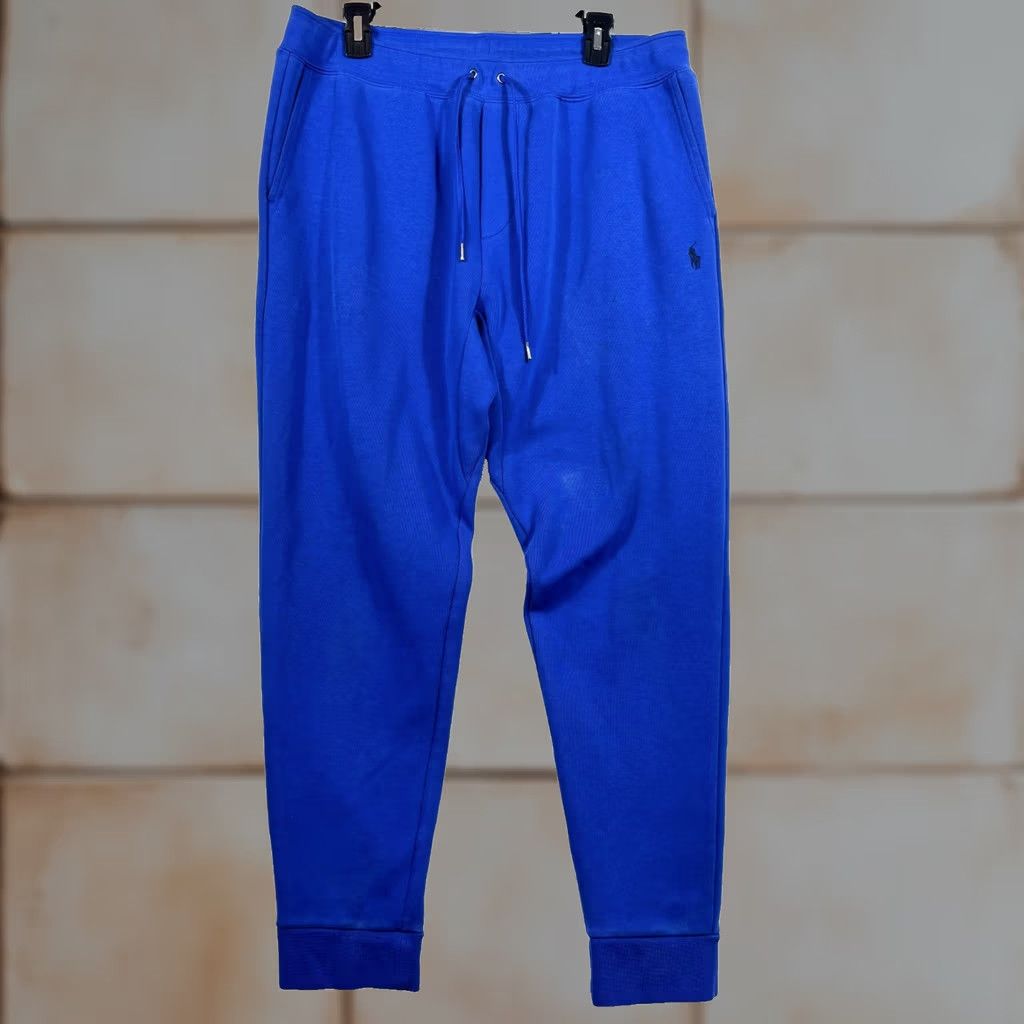 Polo Ralph Lauren Polo Ralph Lauren Mens Medium Jogger Pants Blue Knit Double Waist Drawstring Tapered Activewear Gym & Training Winter Fall Spring Size US M / EU 48-50 / 2 - 1 Thumbnail