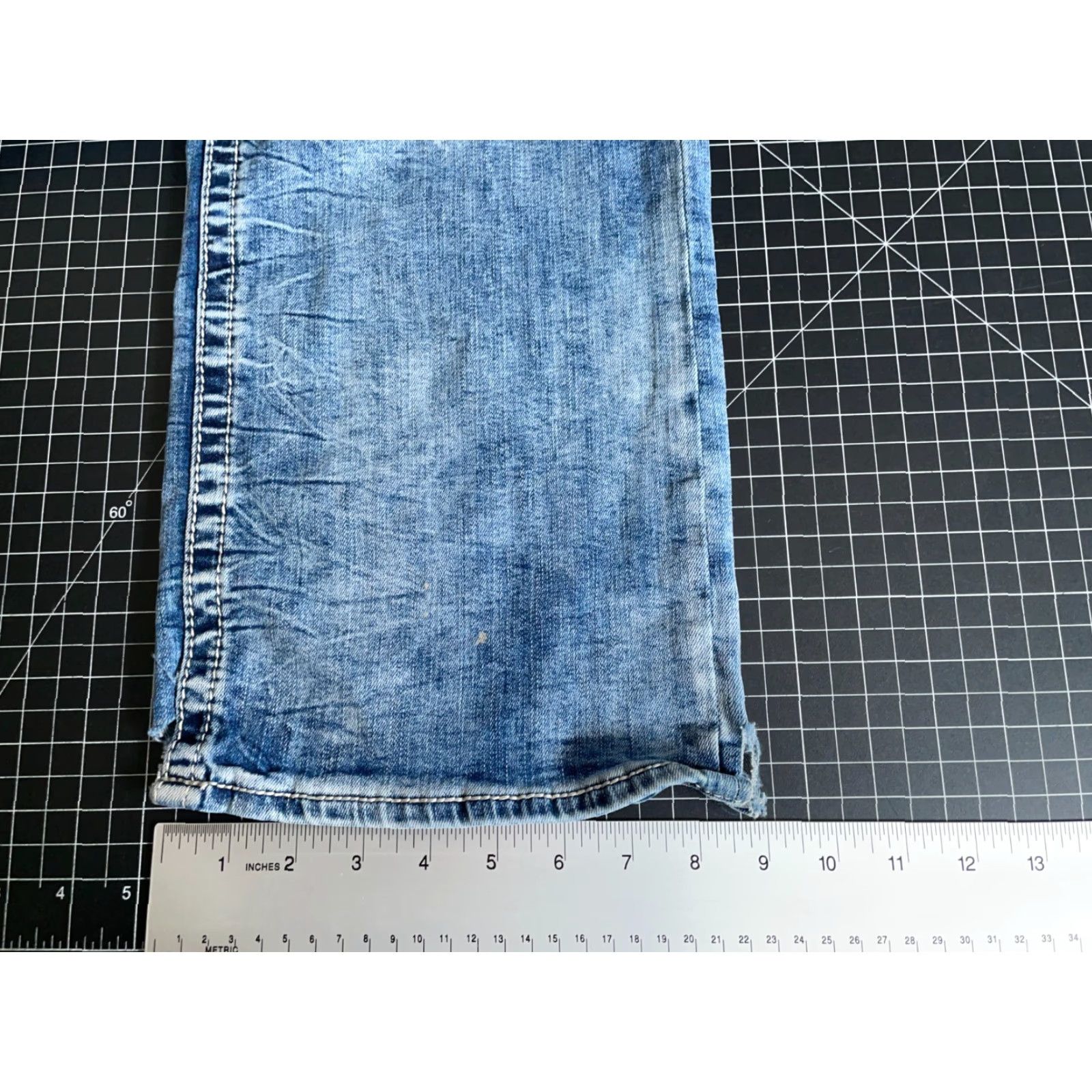 Vintage Buckle Salvage Mayhem Bootcut Jeans Men's 33S (Actual 34 x 29.5) Blue Low Rise Buckle Size US 33 - 7 Thumbnail