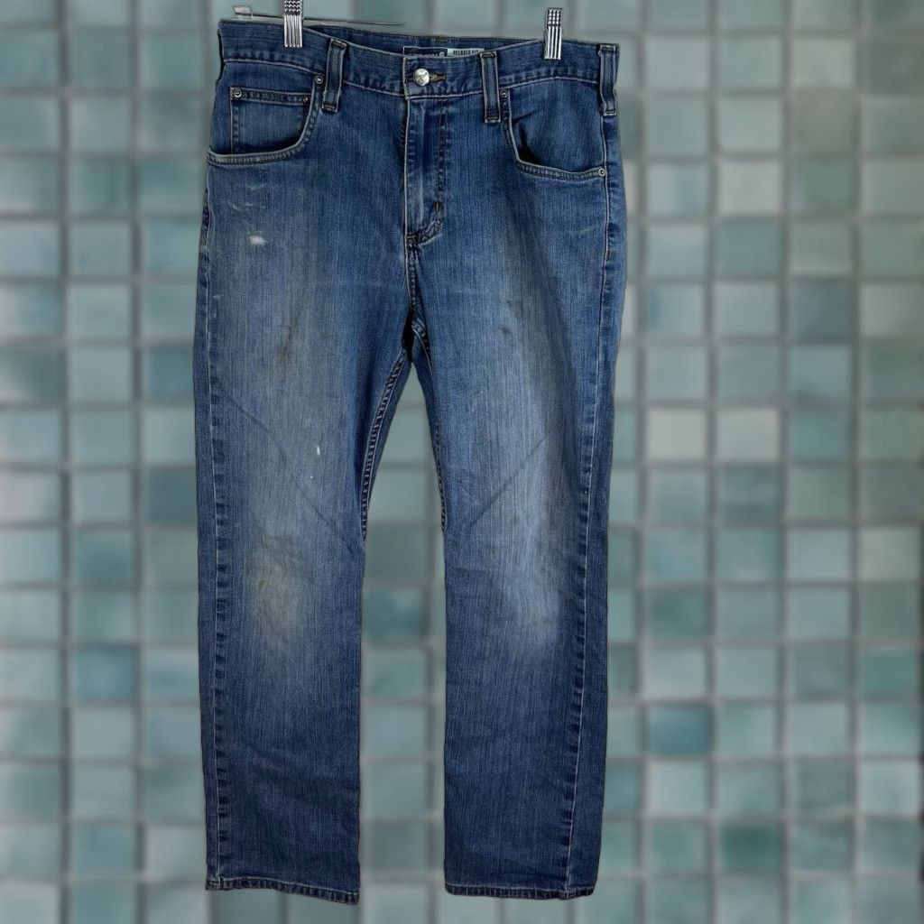 Carhartt VINTAGE Carhartt Jeans Relaxed Fit Denim 5-Pocket Men 31 Regular Blue Distressed 90s BD2804 Mens Size US 31 - 1 Thumbnail