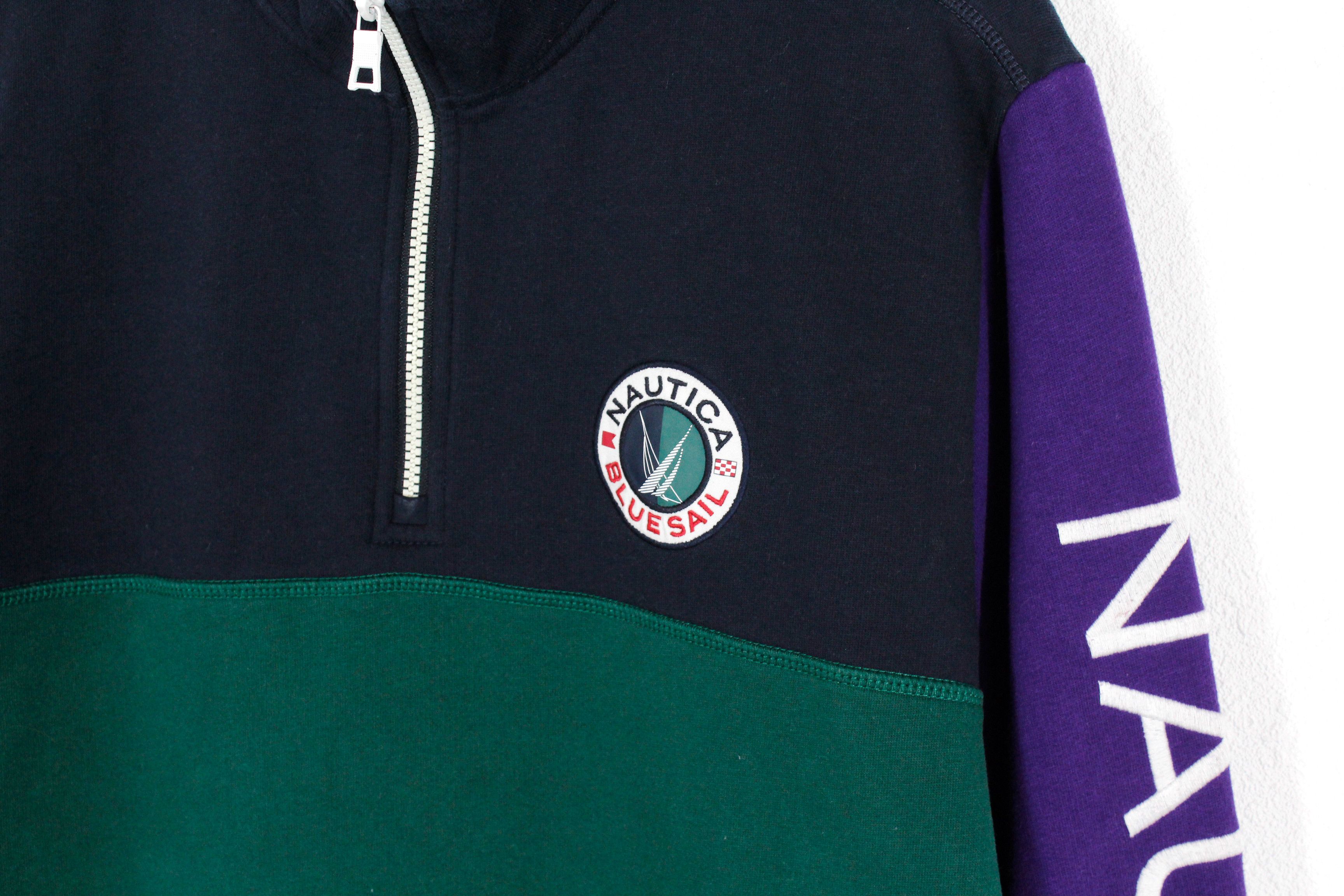 Nautica × Vintage Nautica Blue Sail Logo Pullover Zip Sweat Y2K Sport Size US L / EU 52-54 / 3 - 3 Thumbnail