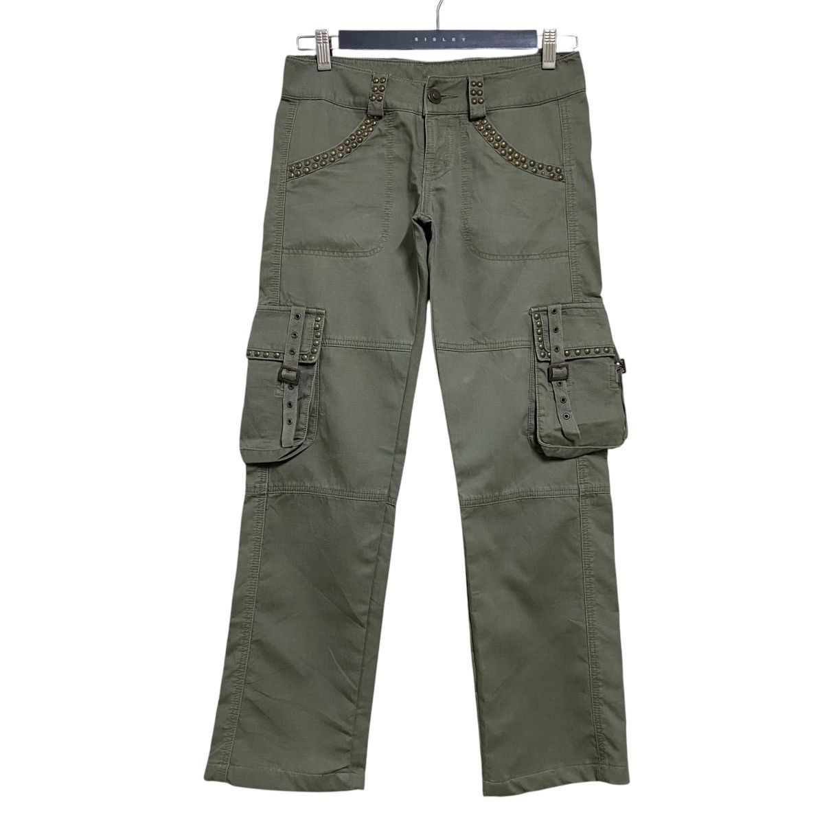 COOK JEANS Studded Military Cargo Pants Low Rise