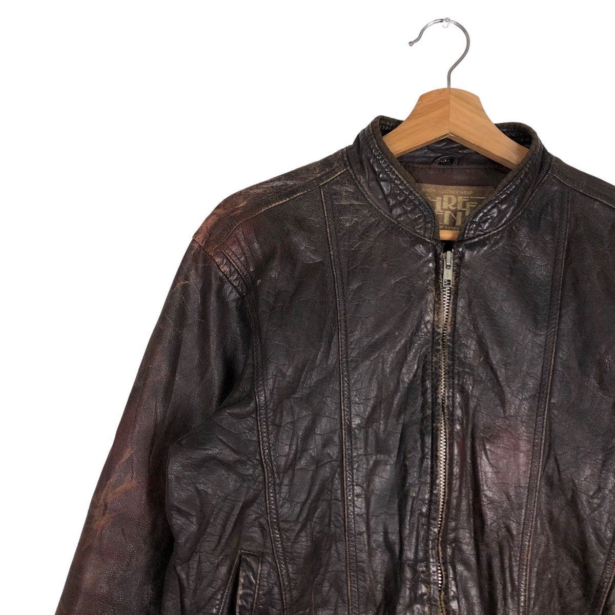 Japanese Brand 🔥Vtg Leather Jacket Three Man Japan Issey Miyake Japan Size US L / EU 52-54 / 3 - 7 Thumbnail
