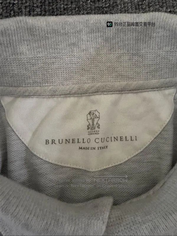 Brunello Cucinelli Brunello Cucinelli Men's Gray Logo Print Polo Shirt. Size US XL / EU 56 / 4 - 3 Thumbnail