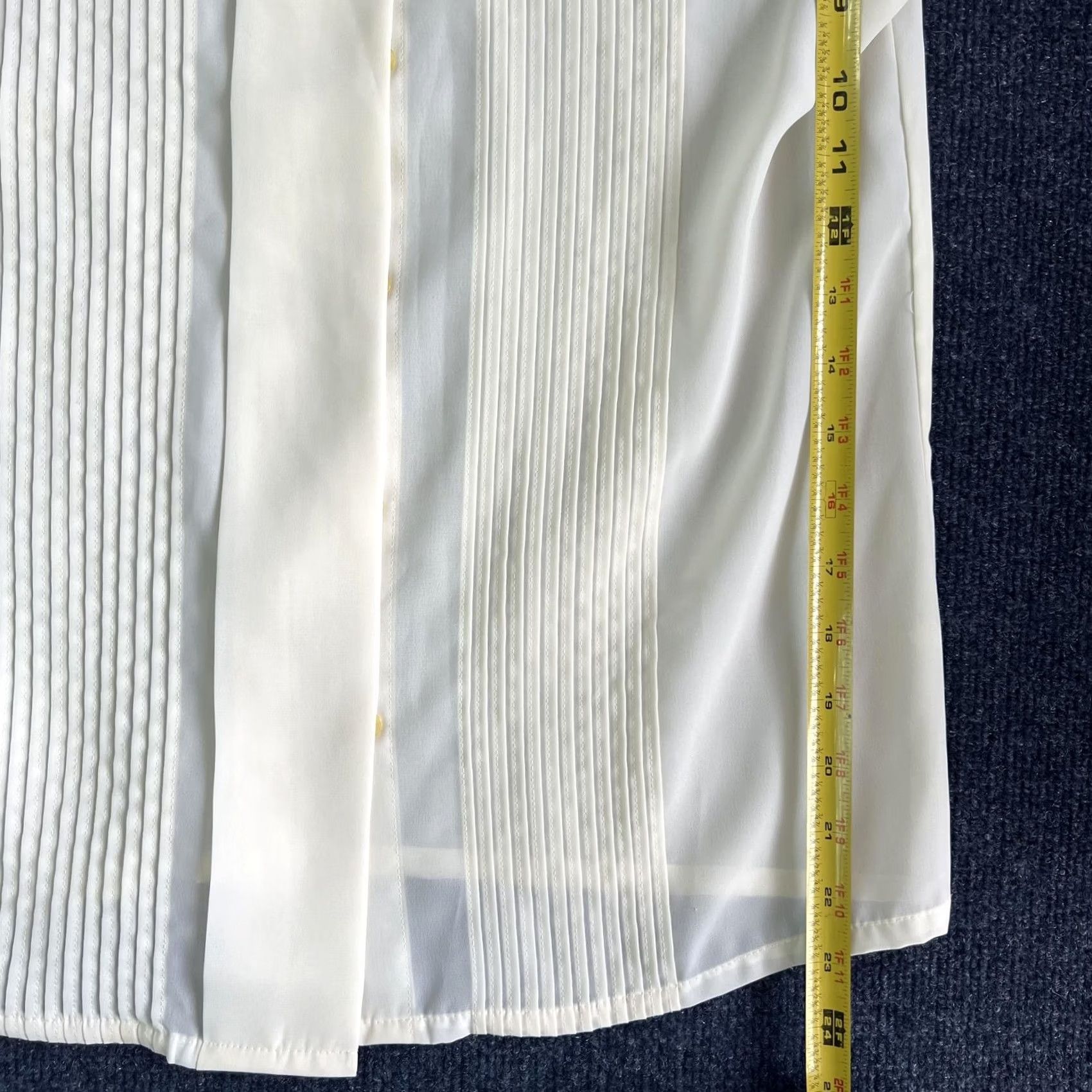 Worthington VINTAGE Worthington Blouse Womens 8P Petite Short Sleeve Button Front Pleated Sheer White Top Size M / US 6-8 / IT 42-44 - 6 Thumbnail