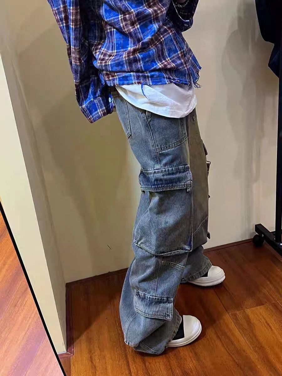 Japanese Brand × Jean Street hip-hop grunge multi-pocket micro-flared jeans Size US 34 / EU 50 - 4 Thumbnail