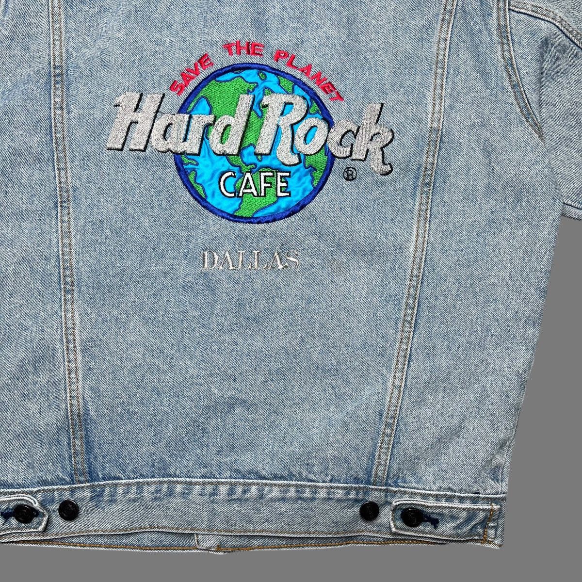 Hard Rock Cafe × Vintage Vtg 1990s Hard Rock Cafe Save The Planet Dallas Denim Jacket Size US S / EU 44-46 / 1 - 5 Thumbnail