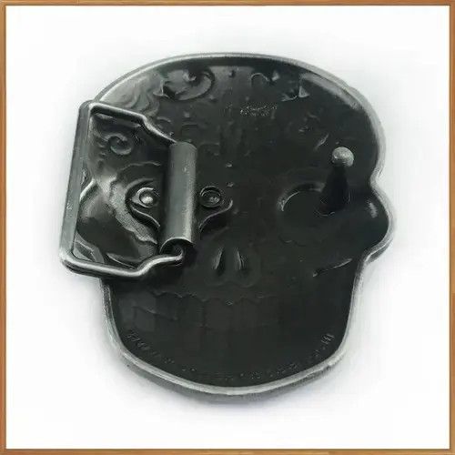 Other blue enameled skull head belt buckle ( no belt ) Size ONE SIZE - 4 Thumbnail