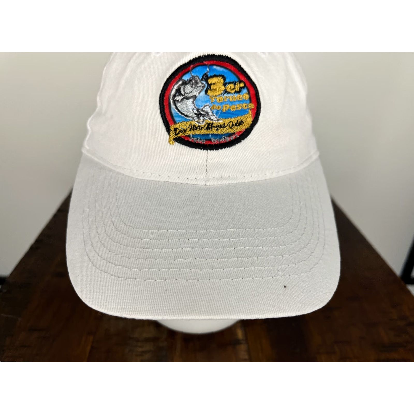 Vintage Club Cabo Hat Cap One Size White Cotton 90s Patch Fish Mexico Unisex Adults Baseball Cap Adjustable Size ONE SIZE - 3 Thumbnail