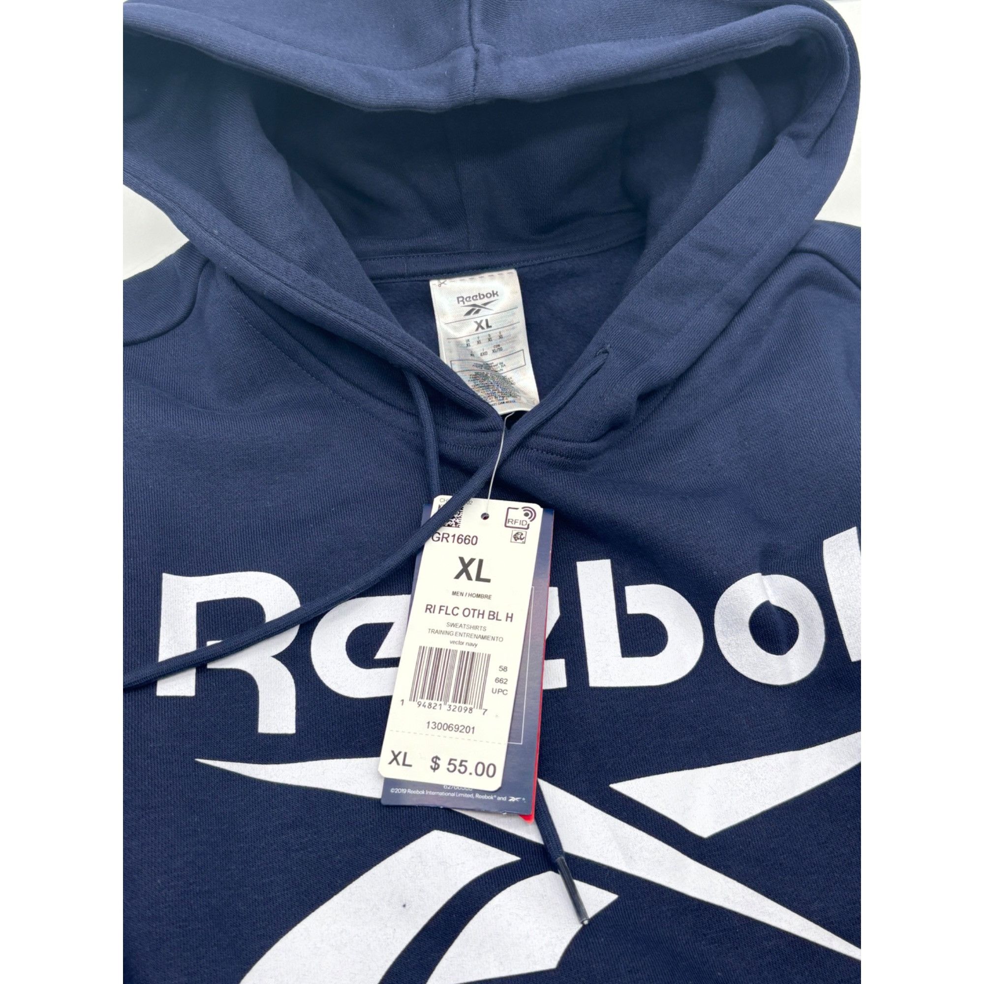 Other Reebok Men's Logo-Print Fleece Hoodie - Vector Navy, XL Size US XL / EU 56 / 4 - 7 Thumbnail
