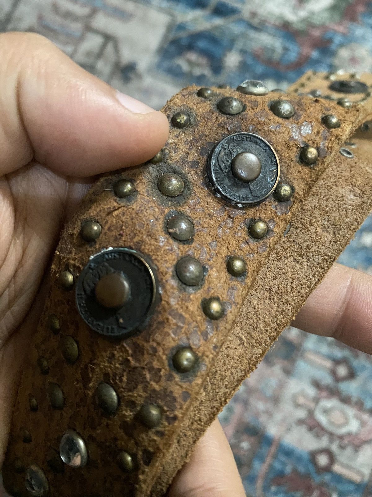 If Six Was Nine Leather studded elizabeth II penny australia belt Size ONE SIZE - 4 Thumbnail