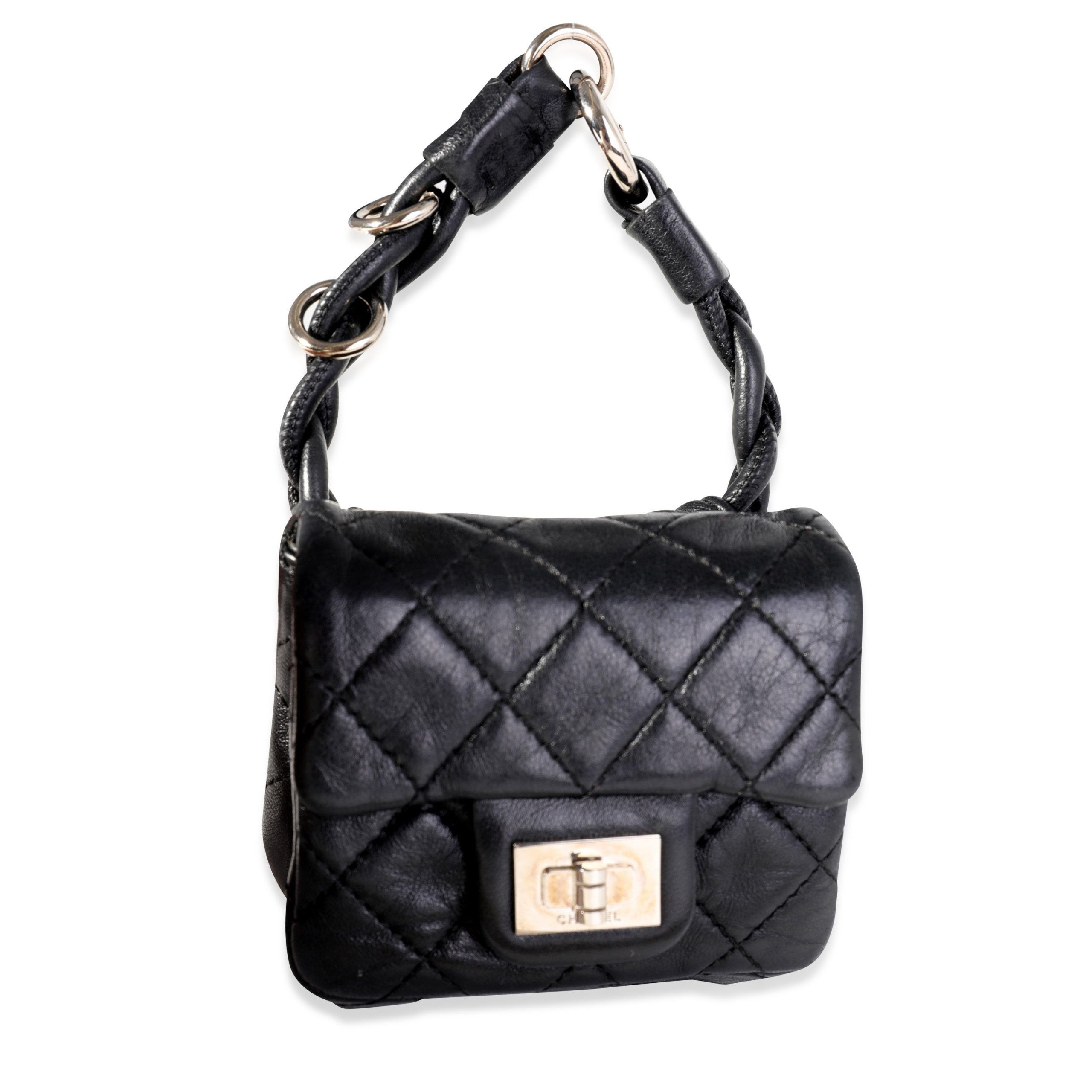 image of Chanel Black Quilted Lambskin Leather 2.55 Reissue Mini Ankle Bag, Women's