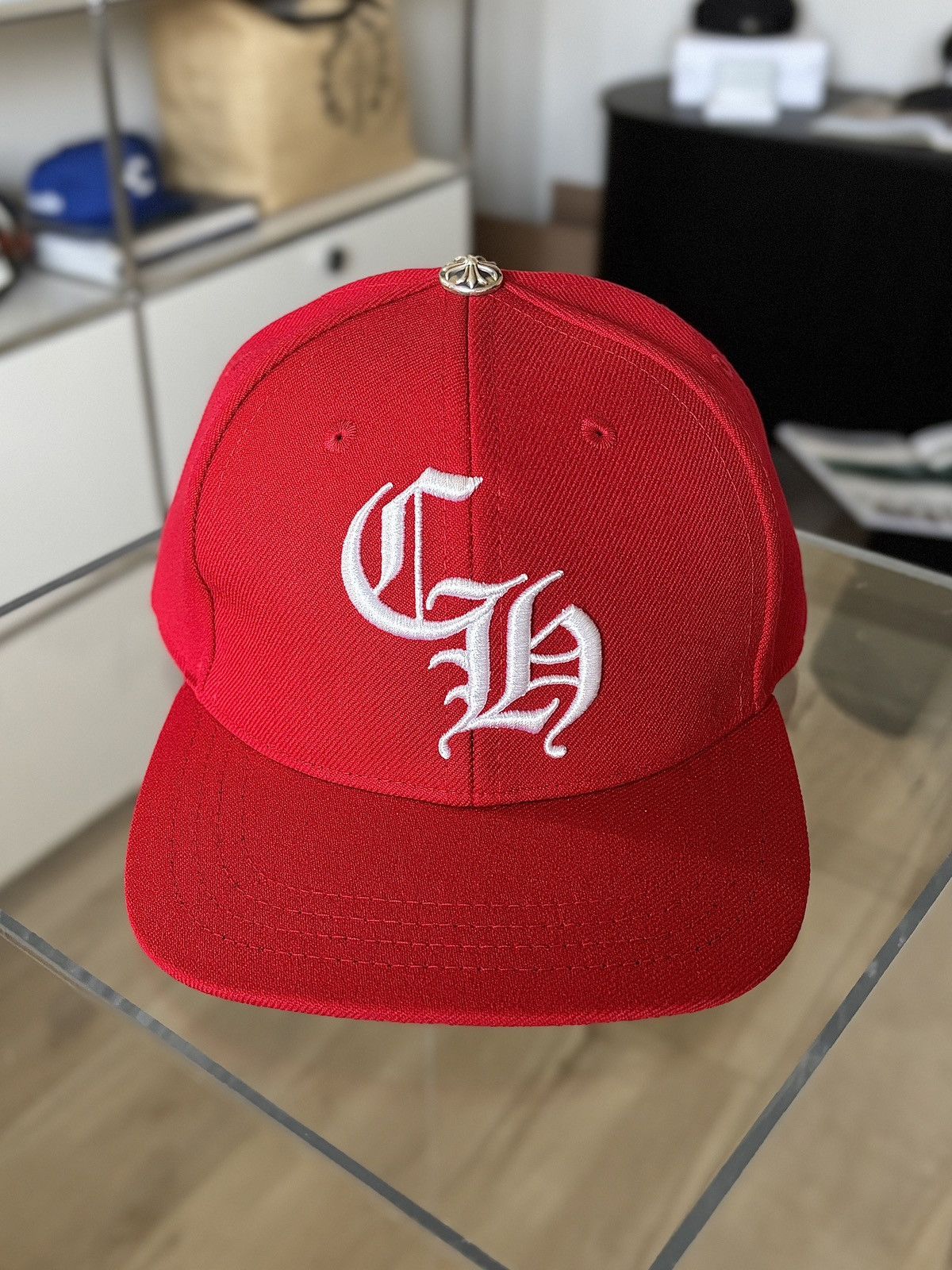 Chrome Hearts CHROME HEARTS | NEW RED CH EMBROIDERED LOGO HAT Size ONE SIZE - 1 Thumbnail