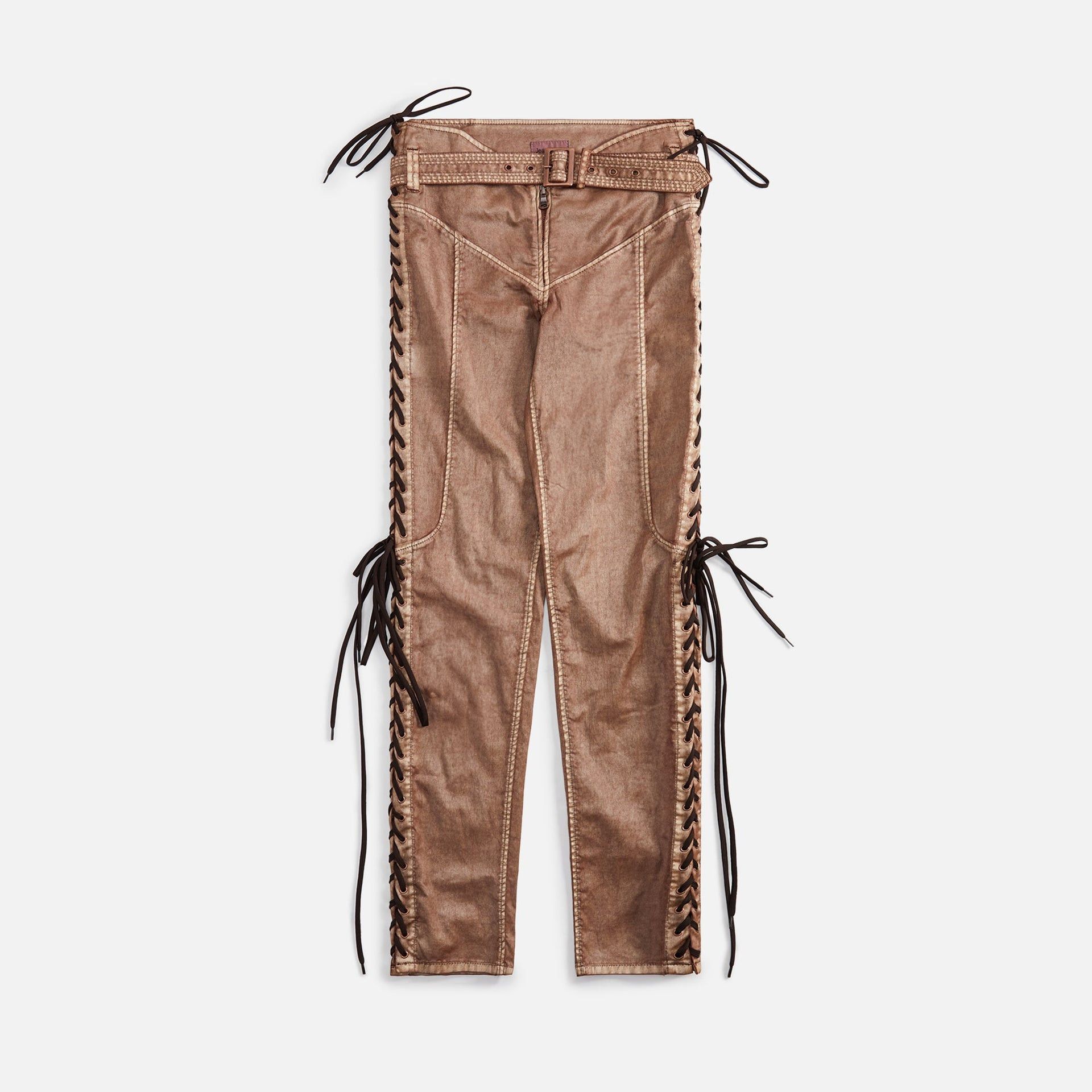 Jean Paul Gaultier × KNWLS $875 Jean Paul Gaultier KNWLS Low Waist Laced Straight Pants Size 25" / US 0 / IT 36 - 1 Thumbnail