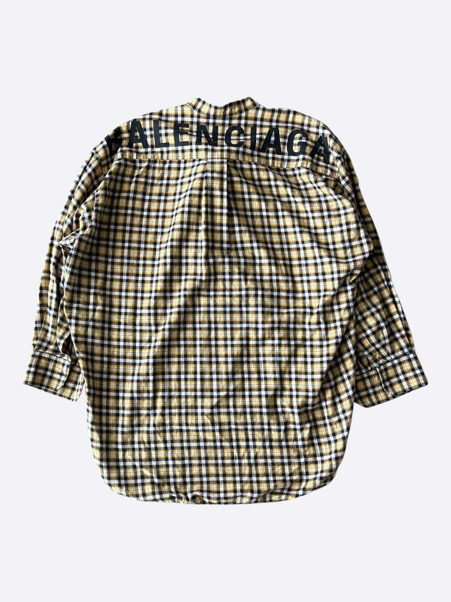 Balenciaga Balenciaga Yellow & Black Logo Swing Women's Button Up Shirt Size M / US 6-8 / IT 42-44 - 2 Thumbnail