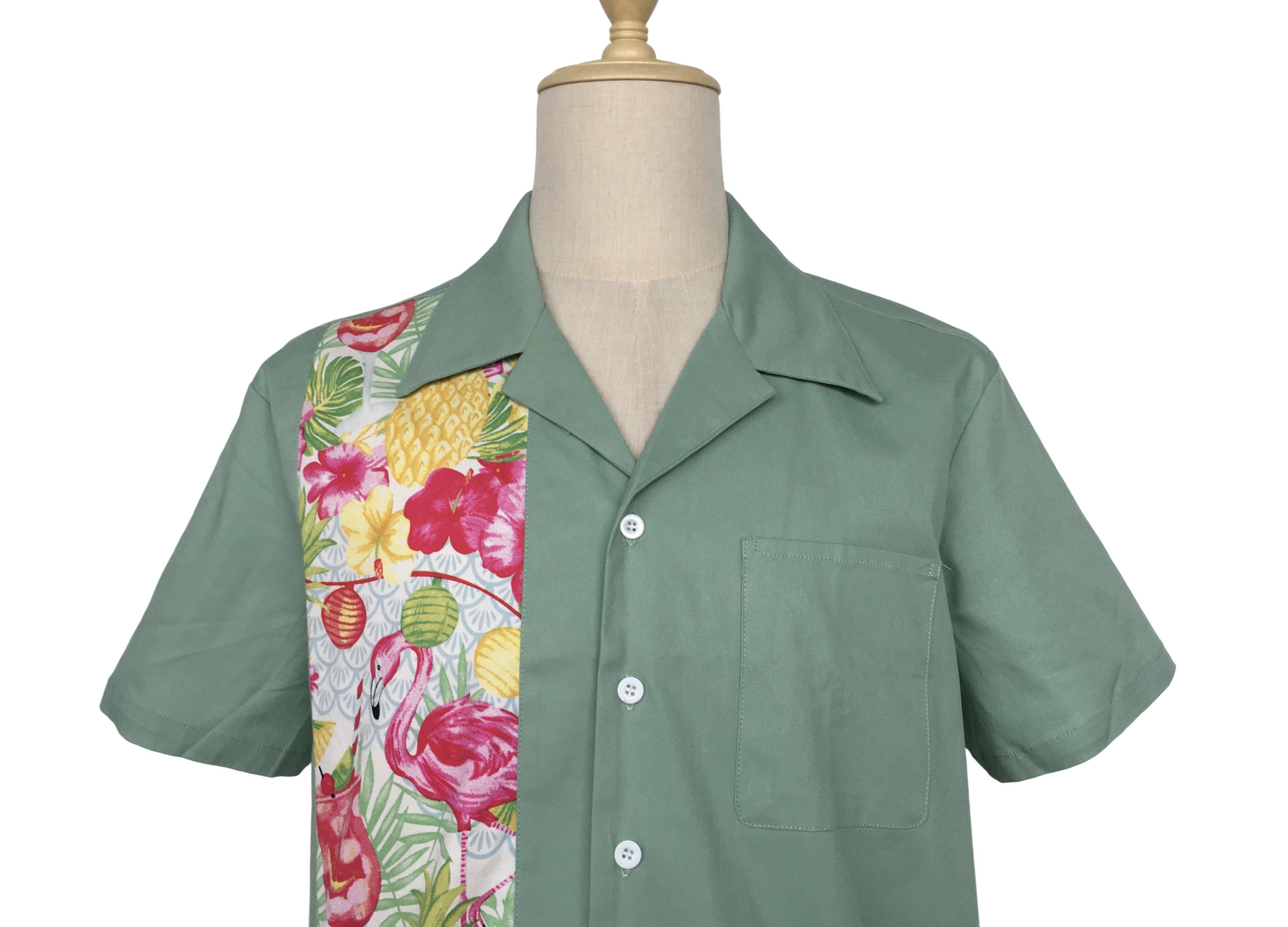 Other Mint Green Bowling Shirts Flamingo Panel Vintage Style Size US XL / EU 56 / 4 - 4 Thumbnail