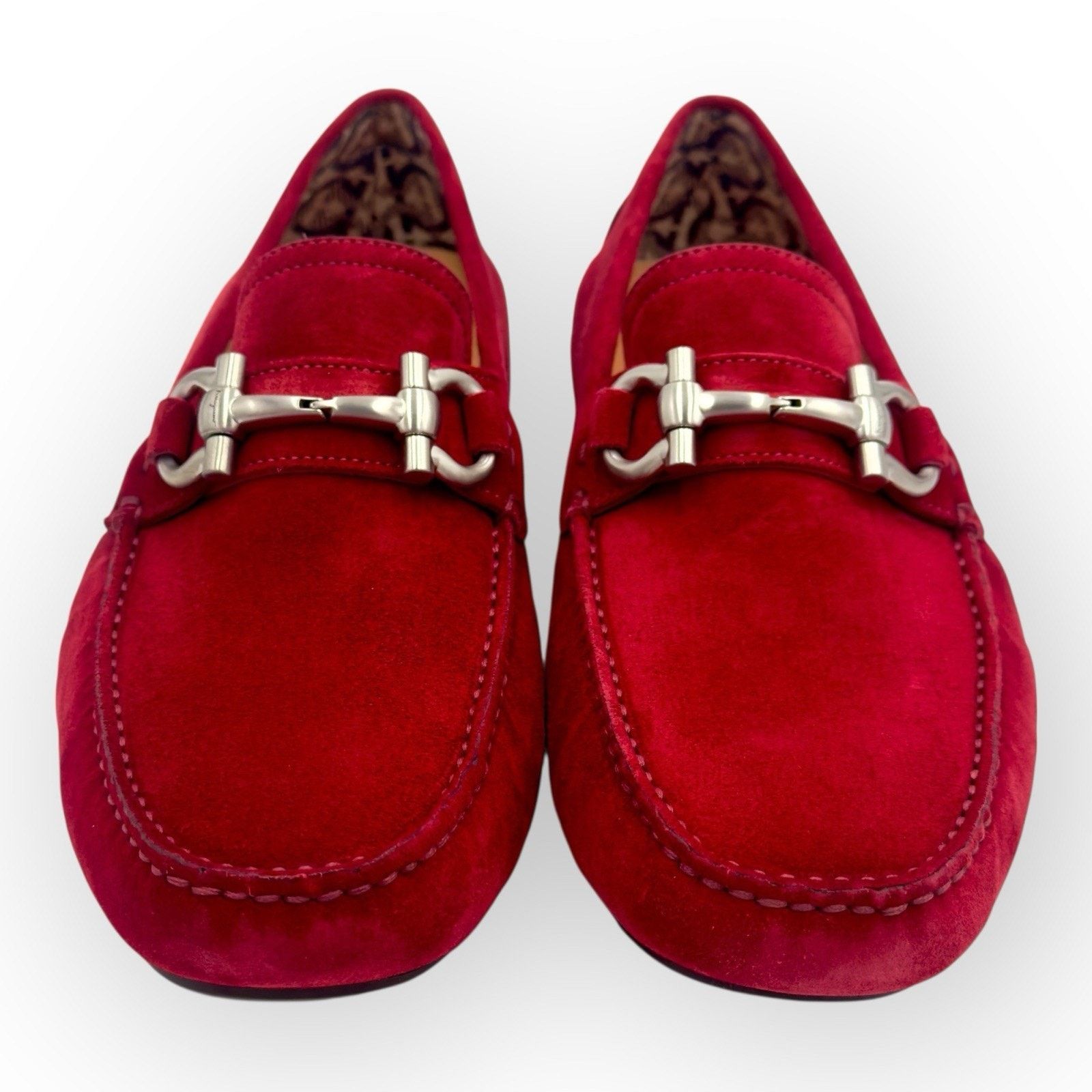 Salvatore Ferragamo Ferragamo Suede Loafers with Gancini In Red 7.5UK 8.5US Size US 8.5 / EU 41-42 - 8 Thumbnail
