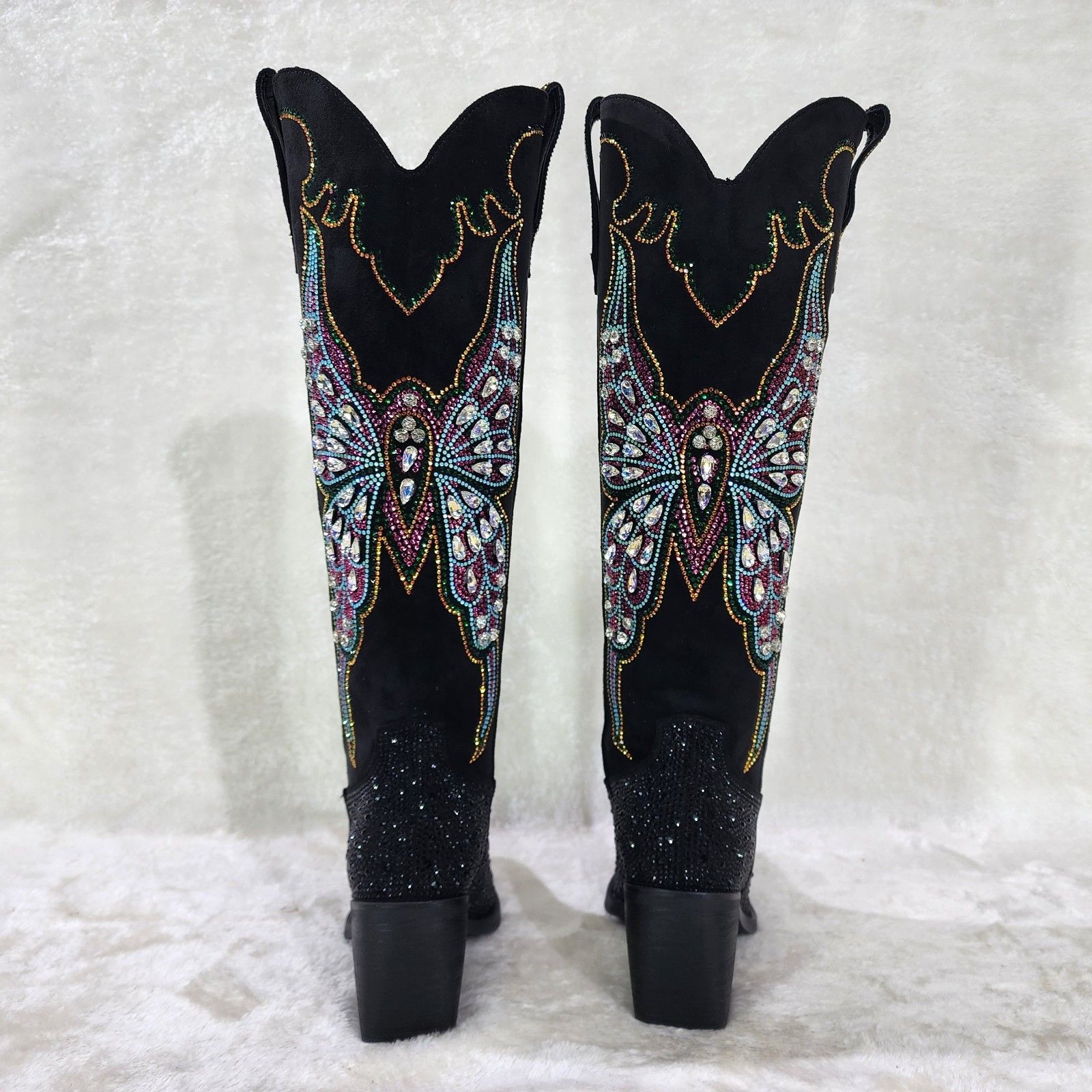 Other Fantasy Rider Country Western Cowgirl Knee Boots Rhinestones Size US 7.5 / IT 37.5 - 4 Thumbnail