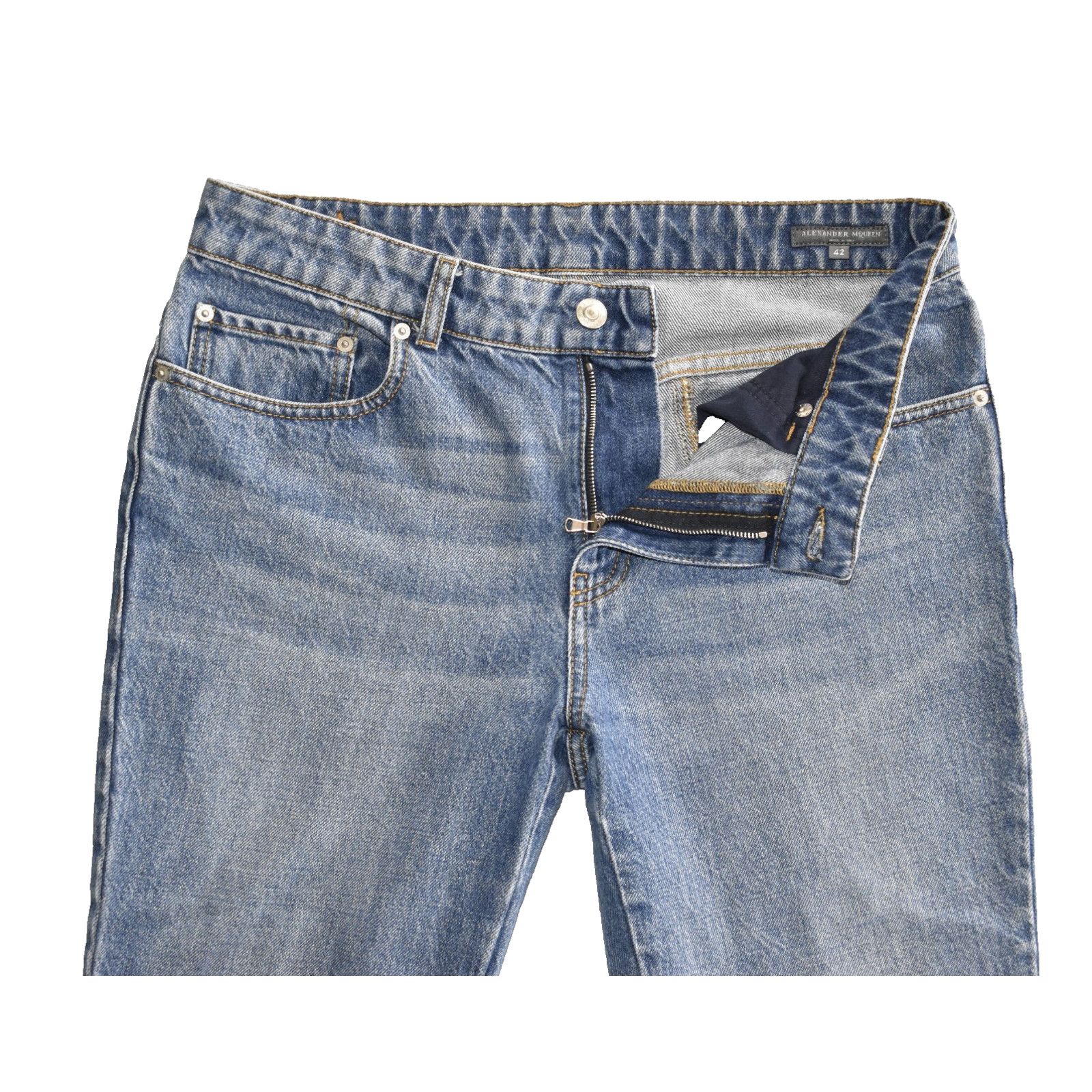 Alexander McQueen ALEXANDER McQUEEN 2 Tone Panel Embroidered Logo Jeans Sz 42 Size 28" / US 6 / IT 42 - 4 Thumbnail