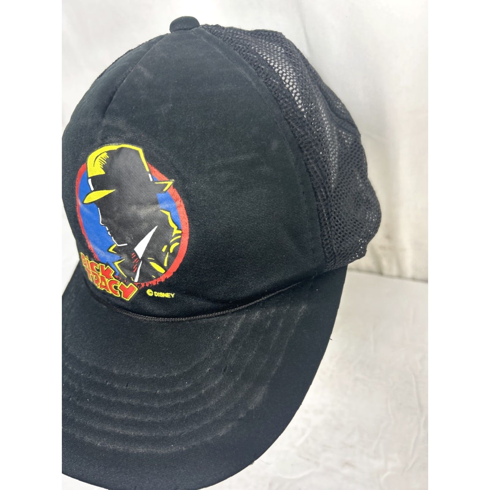 Disney VINTAGE Dick Tracy Trucker Hat Black SnapBack Adjustable Distressed Men One Size Disney Kapit? Size ONE SIZE - 2 Thumbnail