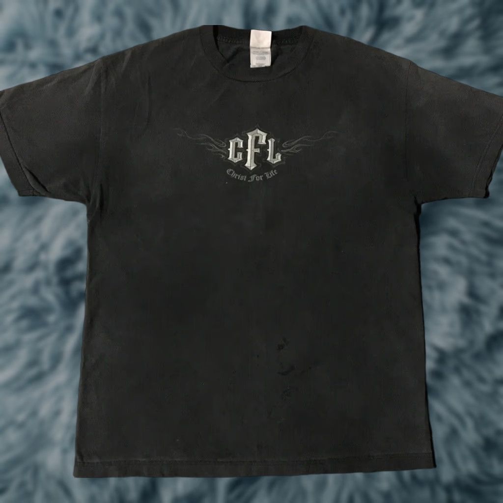 Alife Vtg Christ For Life Thrashed Faded Flames Cross Shirt L God Funny Biker Grunge Fire Y2K Size US L / EU 52-54 / 3 - 1 Thumbnail