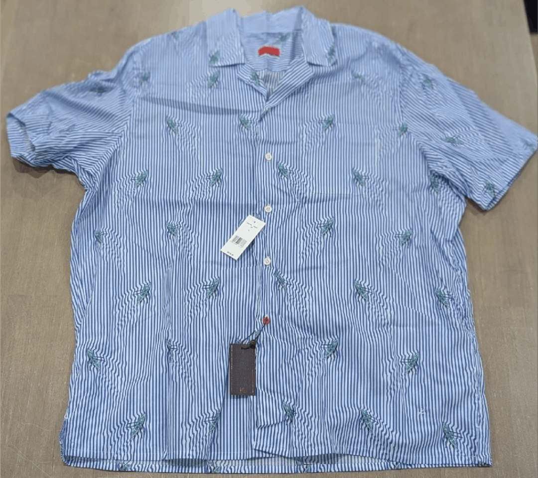 Isaia ISAIA Kayak Striped SS Button Up Shirt Light Blue 46 US 18 Size US XXL / EU 58 / 5 - 1 Thumbnail