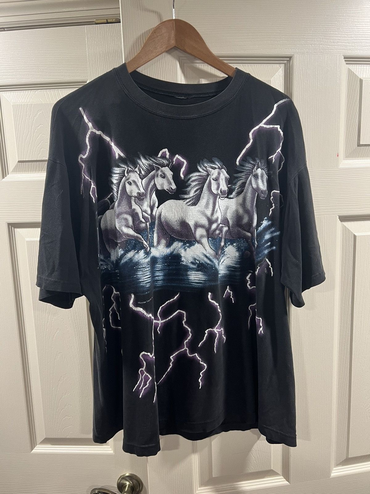 image of American Thunder Vintage Horses Tee in Black, Men's (Size Large)