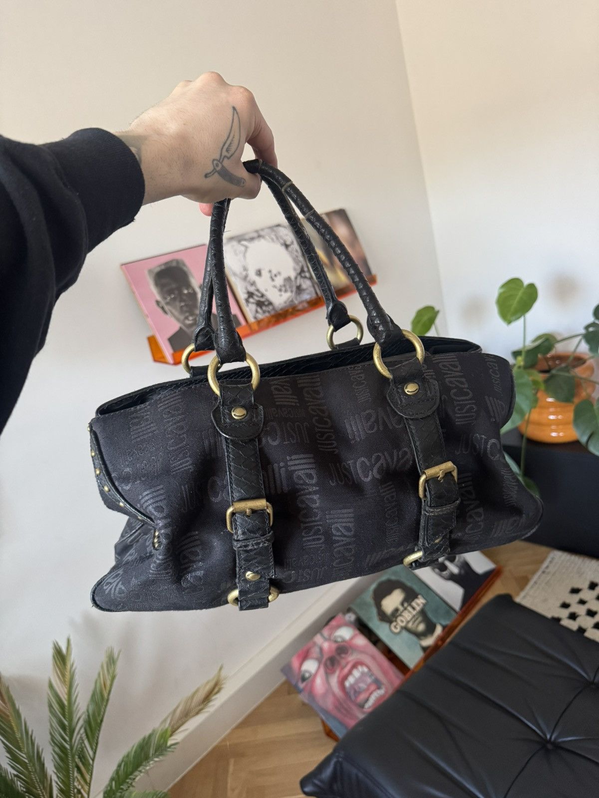 Just Cavalli Just Cavalli Vintage Y2K Hand Bag Avant Garde Monogram Rare Size ONE SIZE - 7 Thumbnail