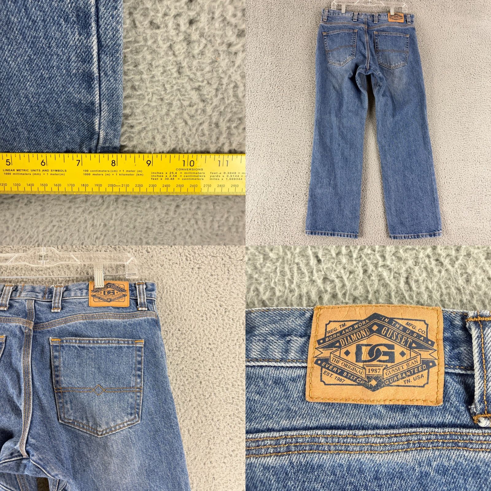 Vintage Vintage Diamond Gusset Jeans Mens 34 x 29 Blue Denim Straight Leg Made in USA Jeans Regular 34 Blue USA City College Geek Grunge USA Men Size US 34 / EU 50 - 8 Thumbnail