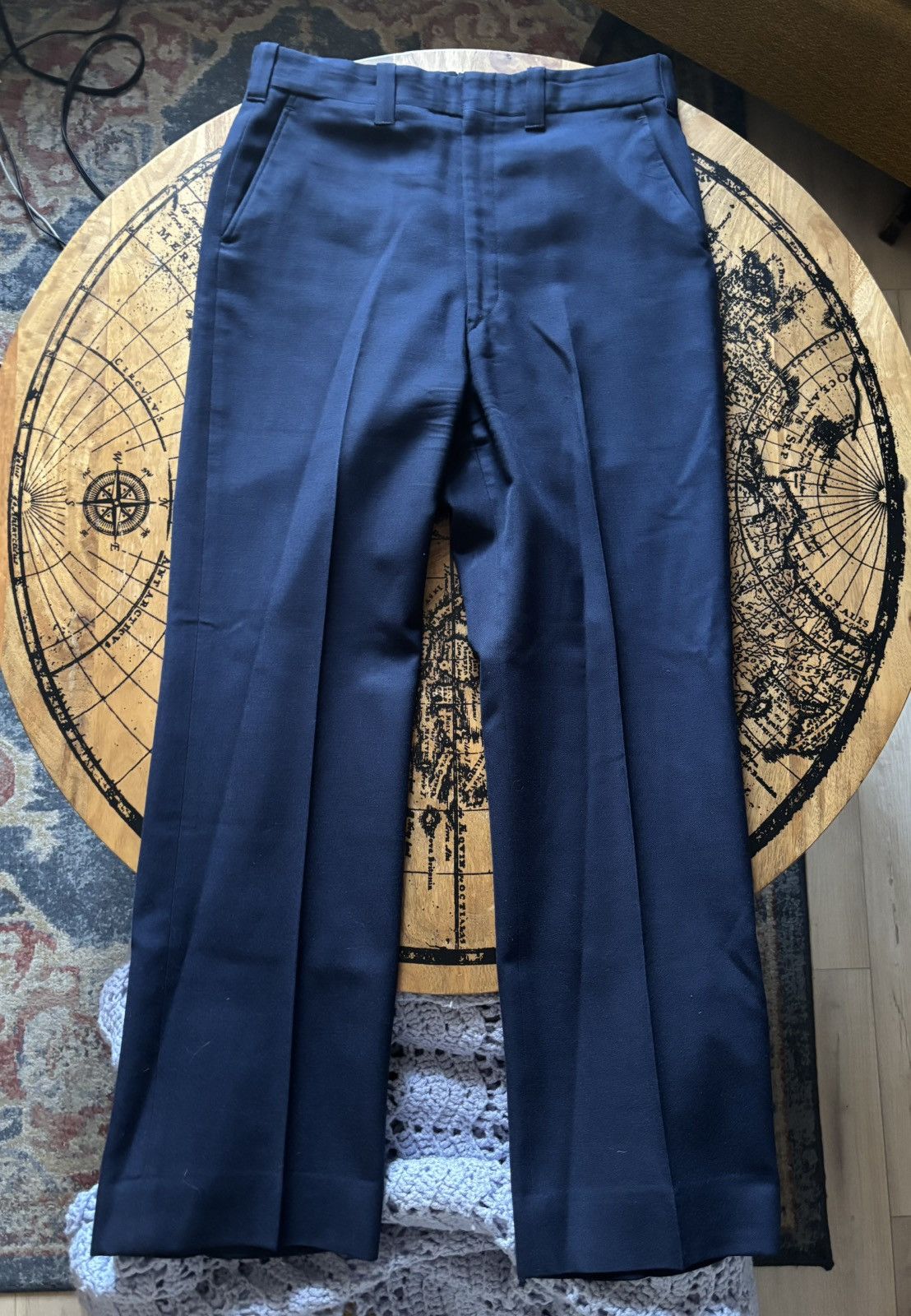 Vintage 1950s High Waisted Navy Trousers Lightning Zip Size US 32 / EU 48 - 1 Thumbnail