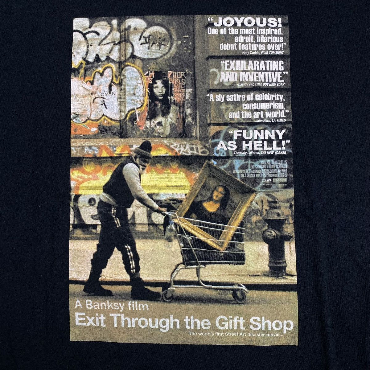 Image of American Apparel T-Shirt Banksy Exit Trough The Gift Shop in Black, Men's (Size XL)